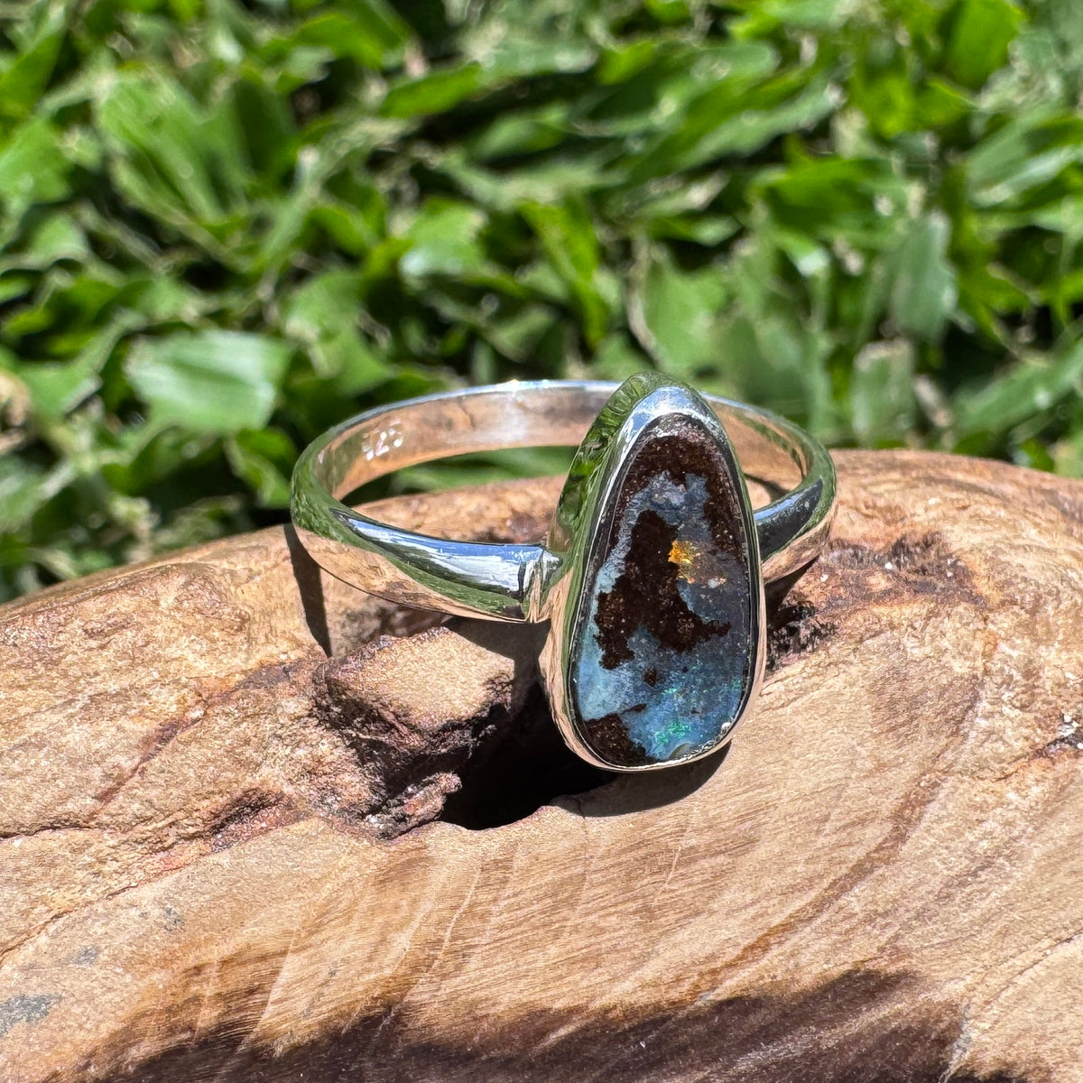 3.4ct Queensland Opal Ring ~ 'Freycinet Blues' | 925 Sterling Silver | Solid Australian Opal