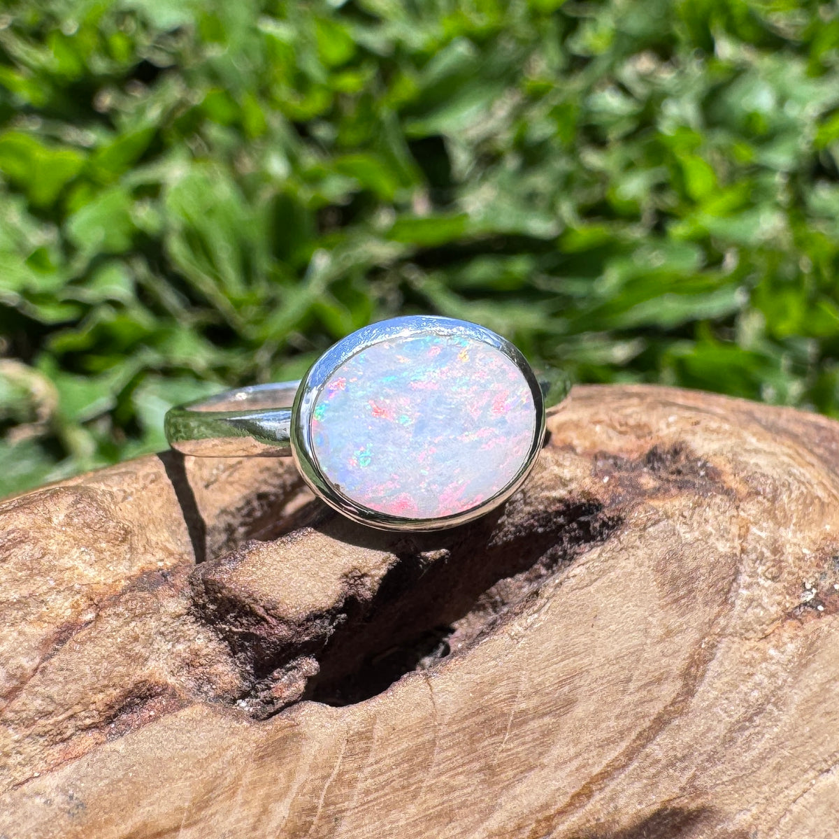 1ct Coober Pedy Opal Ring ~ 'Mission Beach Flash' | 925 Sterling Silver | Solid Australian Opal