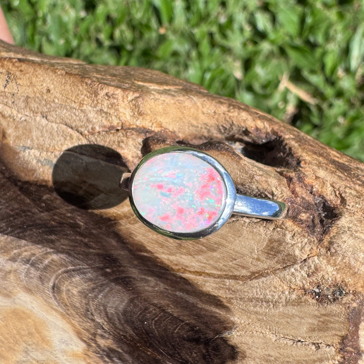 1ct Coober Pedy Opal Ring ~ 'Mission Beach Flash' | 925 Sterling Silver | Solid Australian Opal
