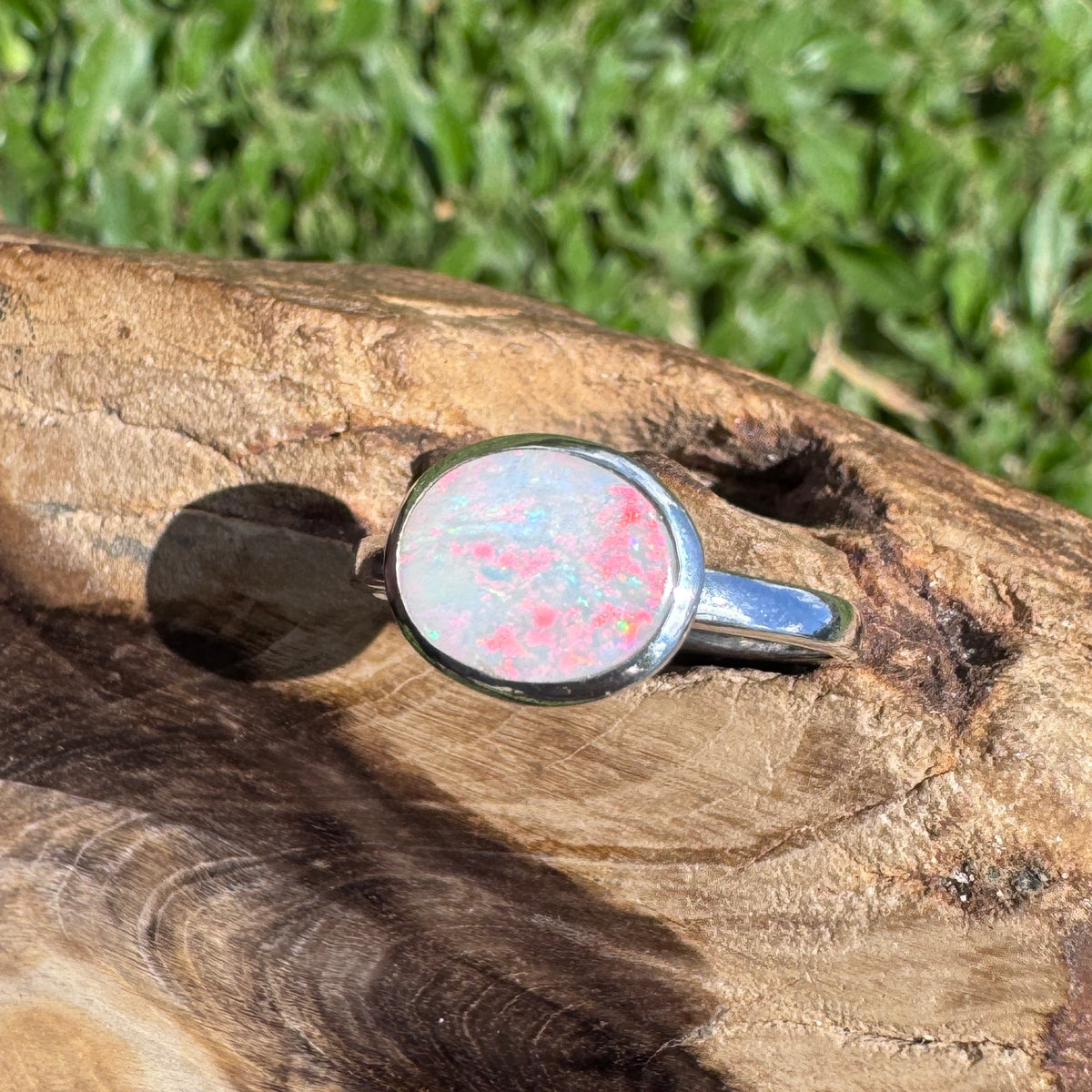 1ct Coober Pedy Opal Ring ~ 'Mission Beach Flash' | 925 Sterling Silver | Solid Australian Opal