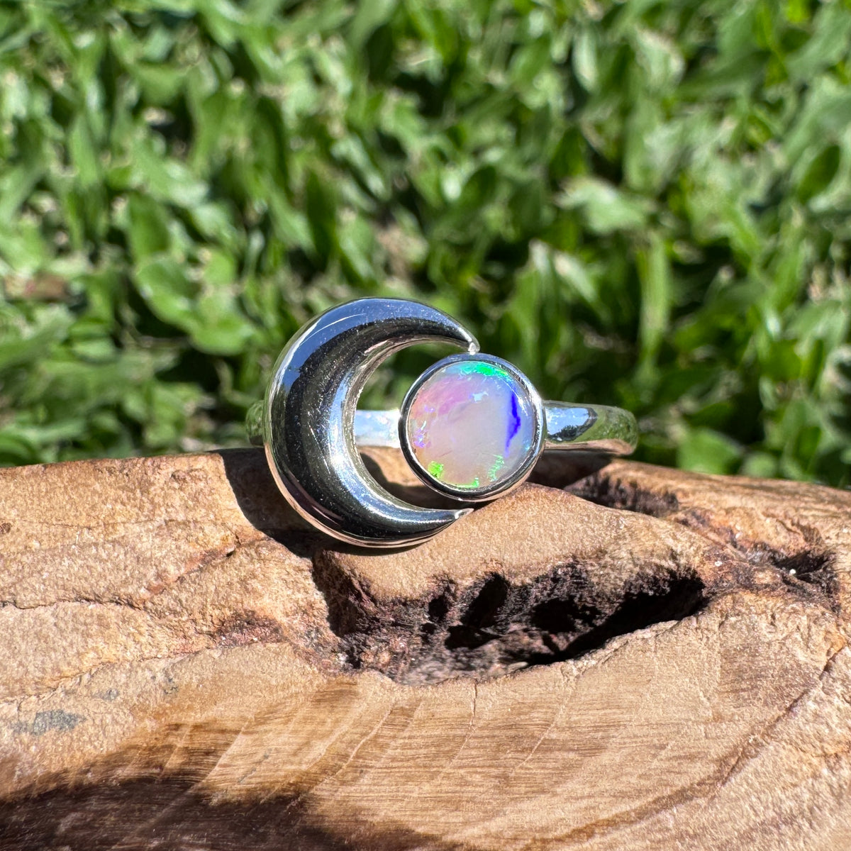 0.7ct Lightning Ridge Adjustable Opal Ring ~ 'Shark Bay Moonlight' | 925 Sterling Silver | Solid Australian Opal