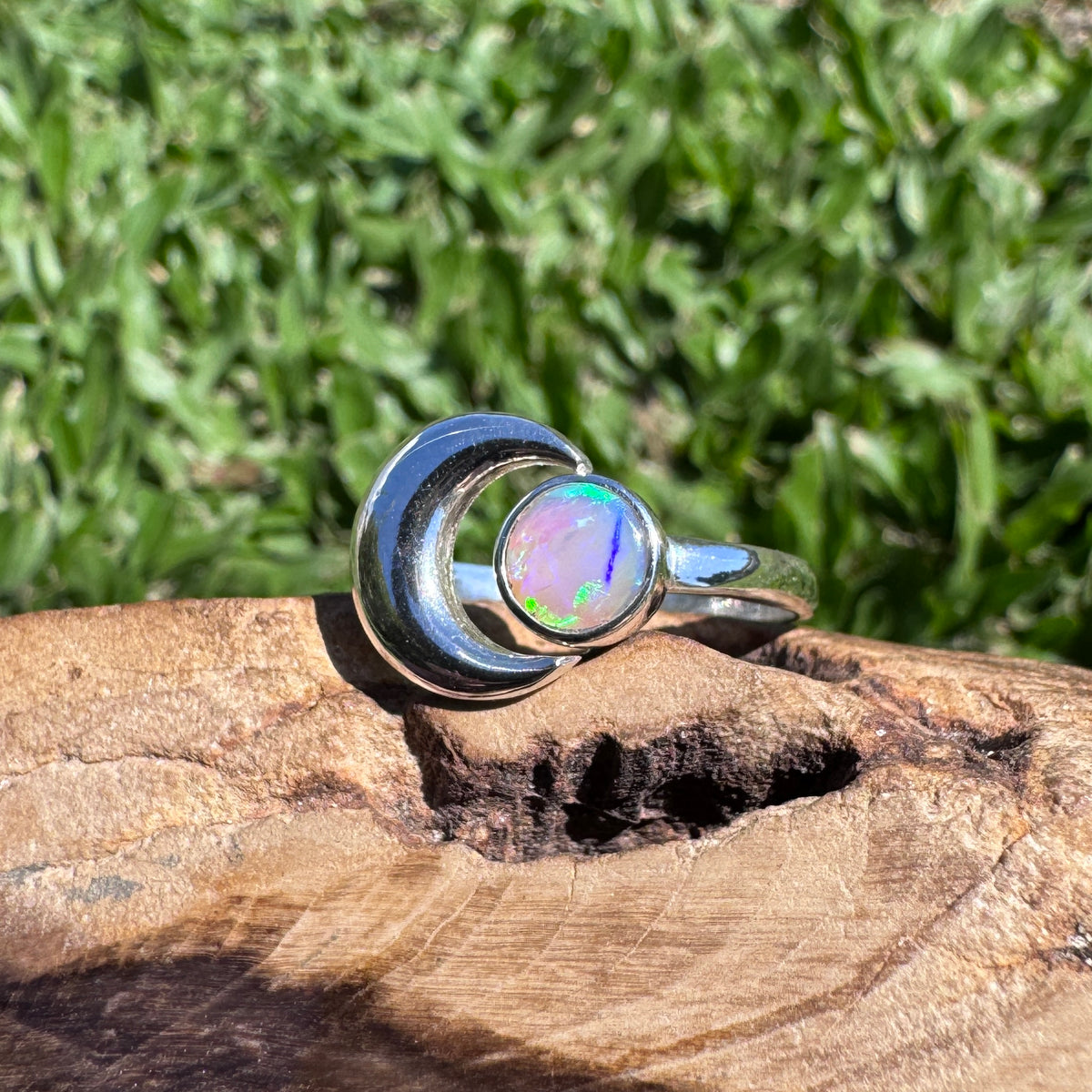 0.7ct Lightning Ridge Adjustable Opal Ring ~ 'Shark Bay Moonlight' | 925 Sterling Silver | Solid Australian Opal