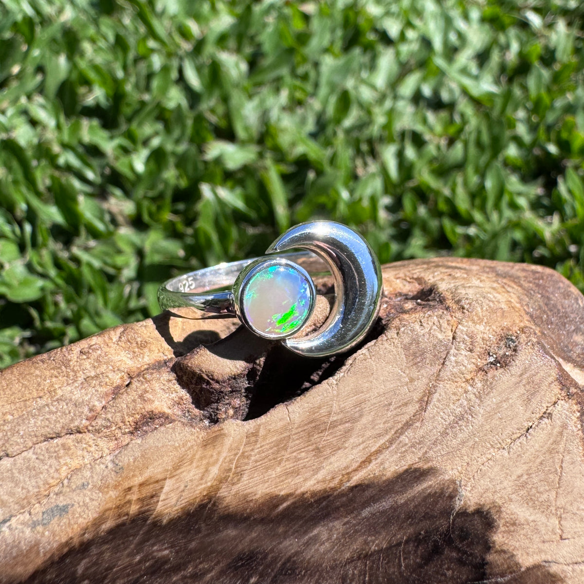 0.7ct Lightning Ridge Adjustable Opal Ring ~ 'Shark Bay Moonlight' | 925 Sterling Silver | Solid Australian Opal