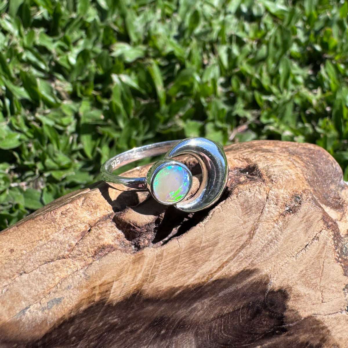 0.7ct Lightning Ridge Adjustable Opal Ring ~ 'Shark Bay Moonlight' | 925 Sterling Silver | Solid Australian Opal