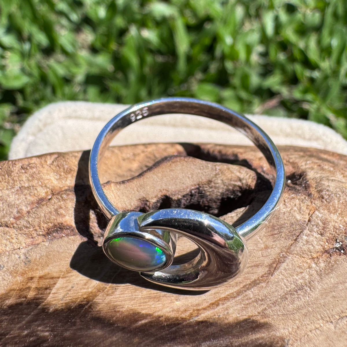 0.7ct Lightning Ridge Adjustable Opal Ring ~ 'Shark Bay Moonlight' | 925 Sterling Silver | Solid Australian Opal