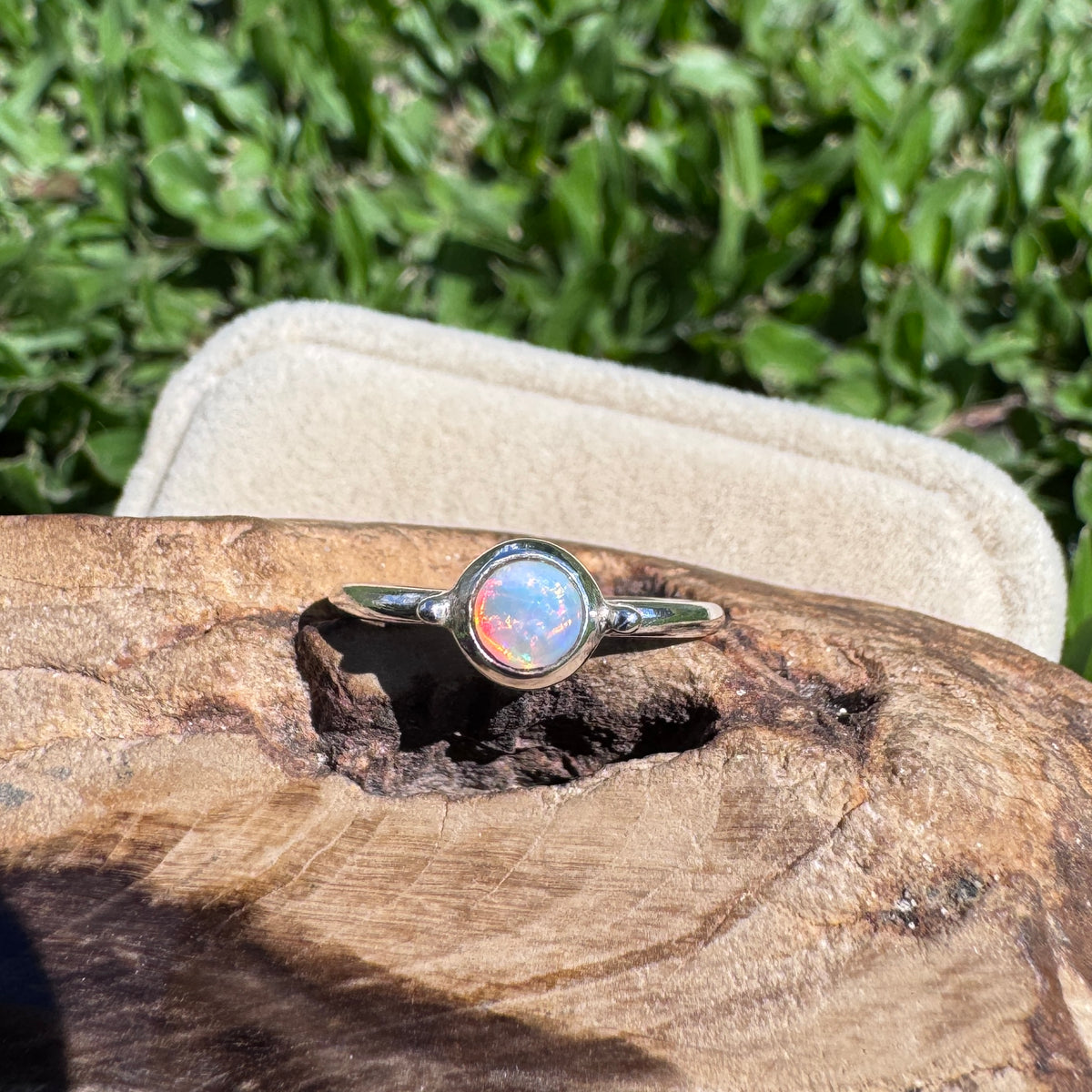 0.2ct Coober Pedy Opal Ring ~ 'Kalbarri Sunset' | 925 Sterling Silver | Solid Australian Opal