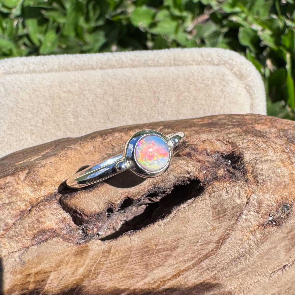 0.2ct Coober Pedy Opal Ring ~ 'Kalbarri Sunset' | 925 Sterling Silver | Solid Australian Opal