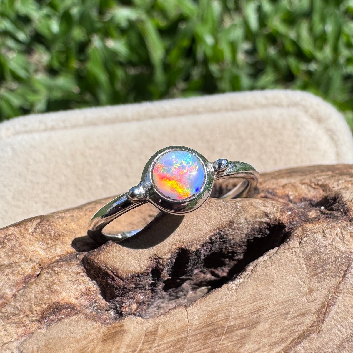 0.2ct Coober Pedy Opal Ring ~ 'Kalbarri Sunset' | 925 Sterling Silver | Solid Australian Opal