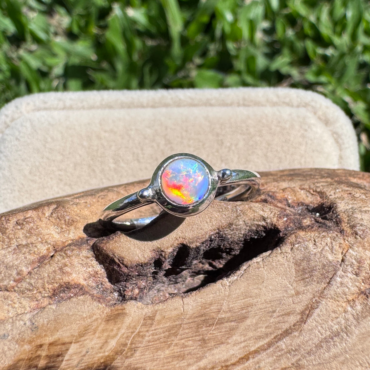 0.2ct Coober Pedy Opal Ring ~ 'Kalbarri Sunset' | 925 Sterling Silver | Solid Australian Opal