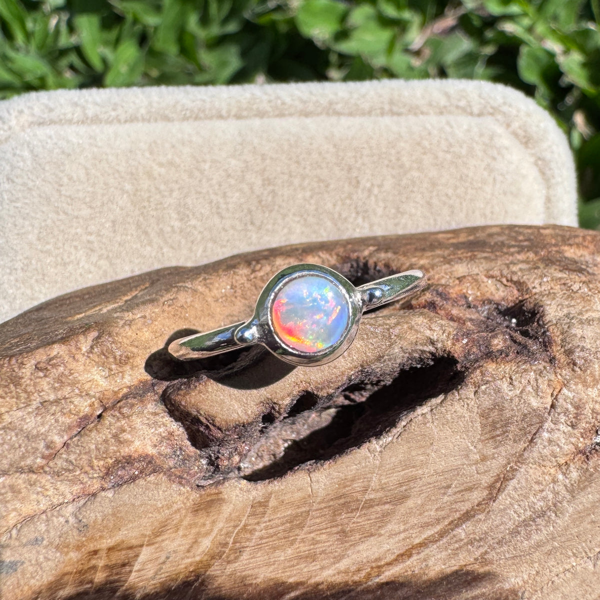 0.2ct Coober Pedy Opal Ring ~ 'Kalbarri Sunset' | 925 Sterling Silver | Solid Australian Opal