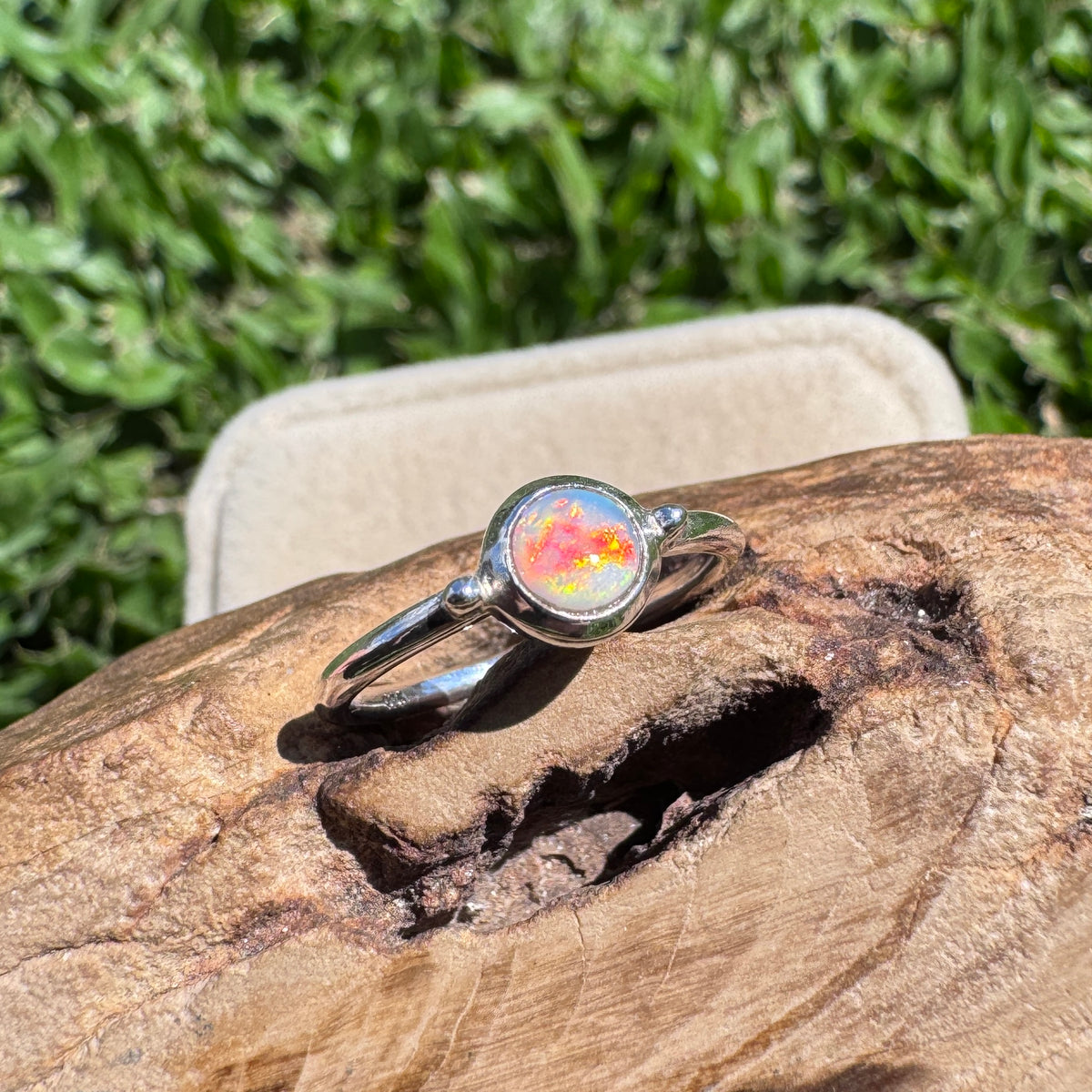 0.2ct Coober Pedy Opal Ring ~ 'Kalbarri Sunset' | 925 Sterling Silver | Solid Australian Opal