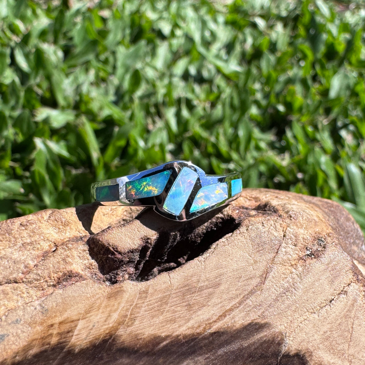 0.3ct Lightning Ridge Inlay Opal Ring ~ 'Coorong Mosaic' | 925 Sterling Silver | Solid Australian Opal