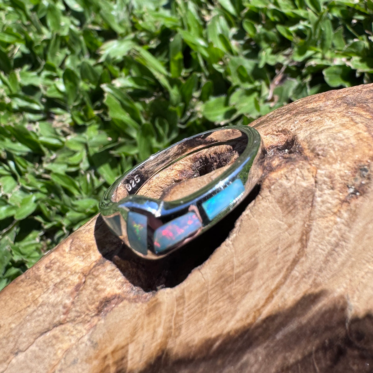 0.3ct Lightning Ridge Inlay Opal Ring ~ 'Coorong Mosaic' | 925 Sterling Silver | Solid Australian Opal