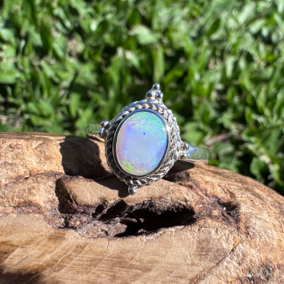 1.5ct Lightning Ridge Opal Ring ~ 'Grampians Prism' | 925 Sterling Silver | Solid Australian Opal