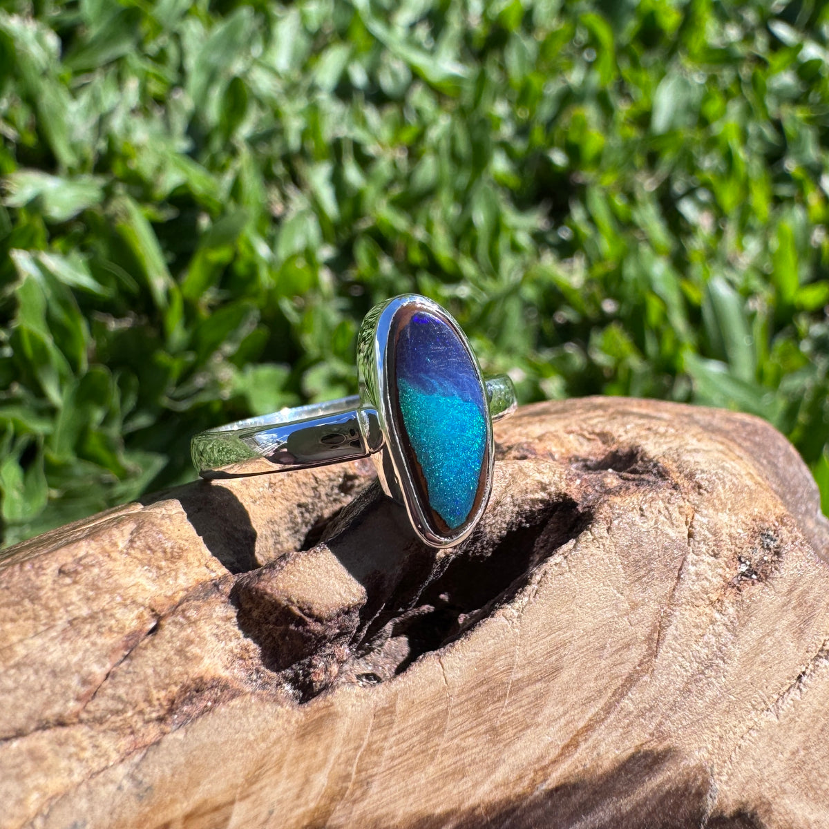 3ct Queensland Opal Ring ~ 'Murray River Greens' | 925 Sterling Silver | Solid Australian Opal