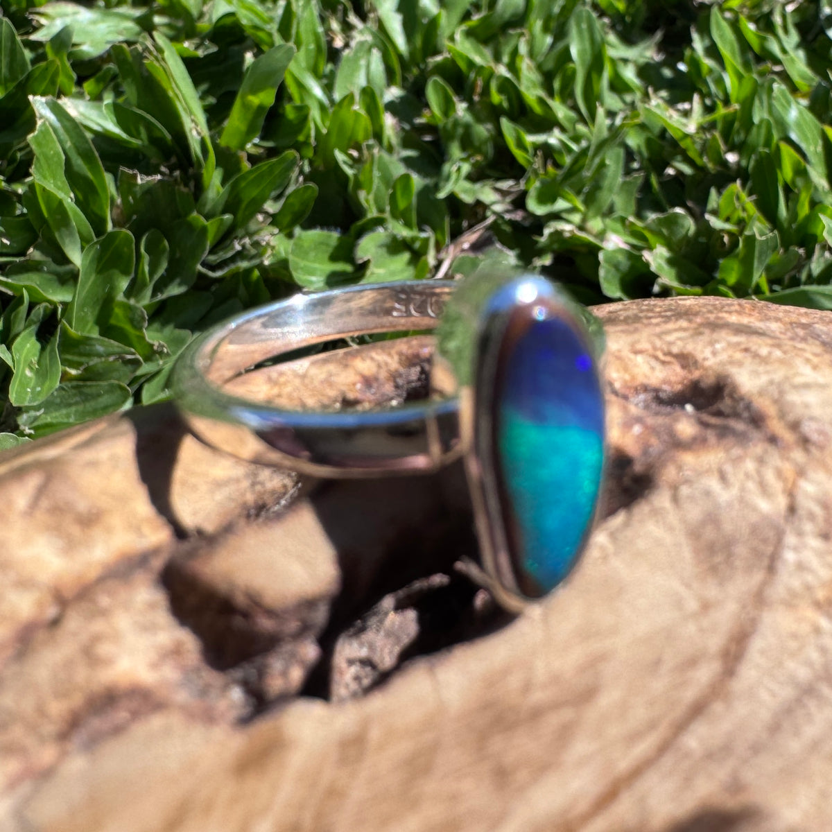 3ct Queensland Opal Ring ~ 'Murray River Greens' | 925 Sterling Silver | Solid Australian Opal