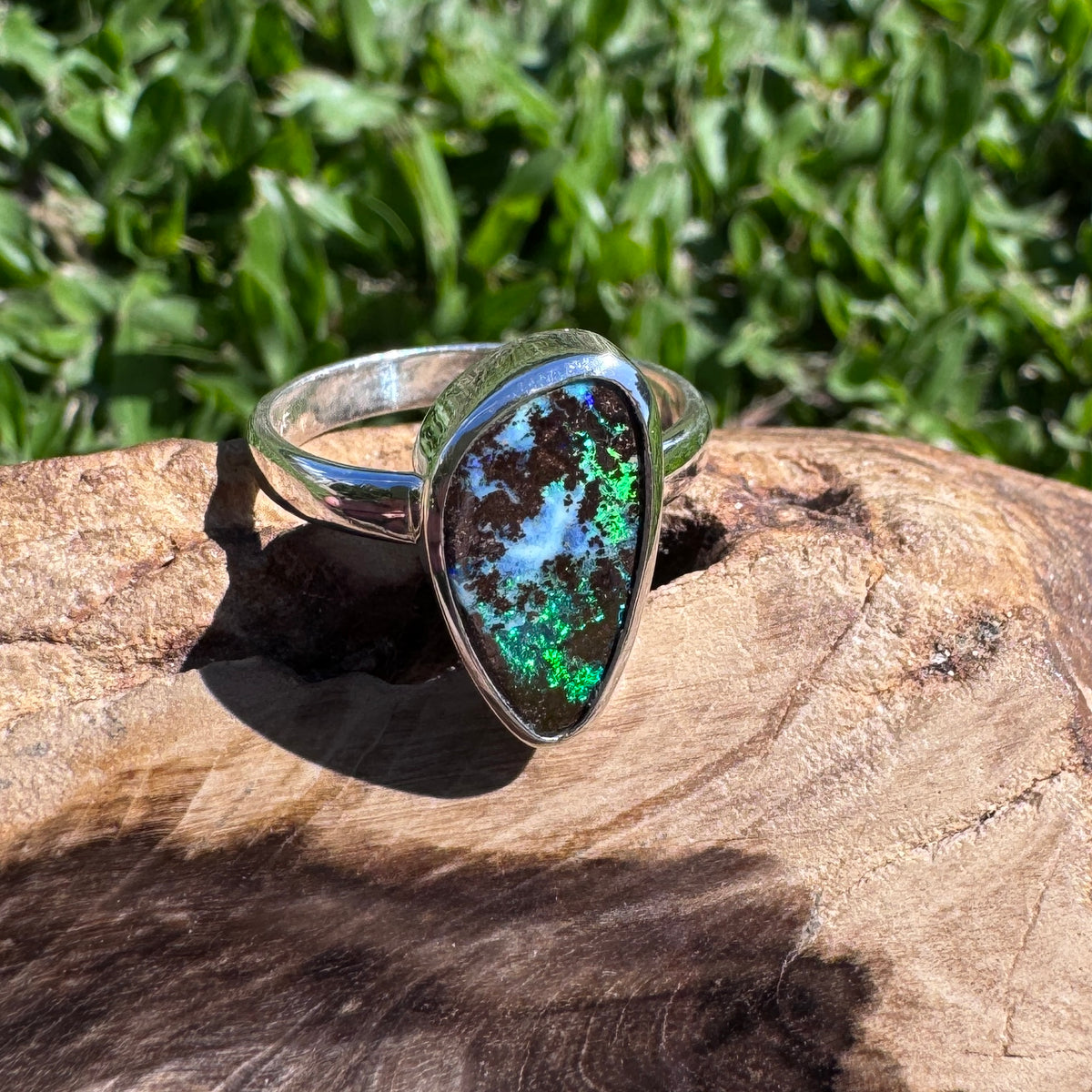 4.2ct Queensland Opal Ring ~ 'Lord Howe Greens' | 925 Sterling Silver | Solid Australian Opal