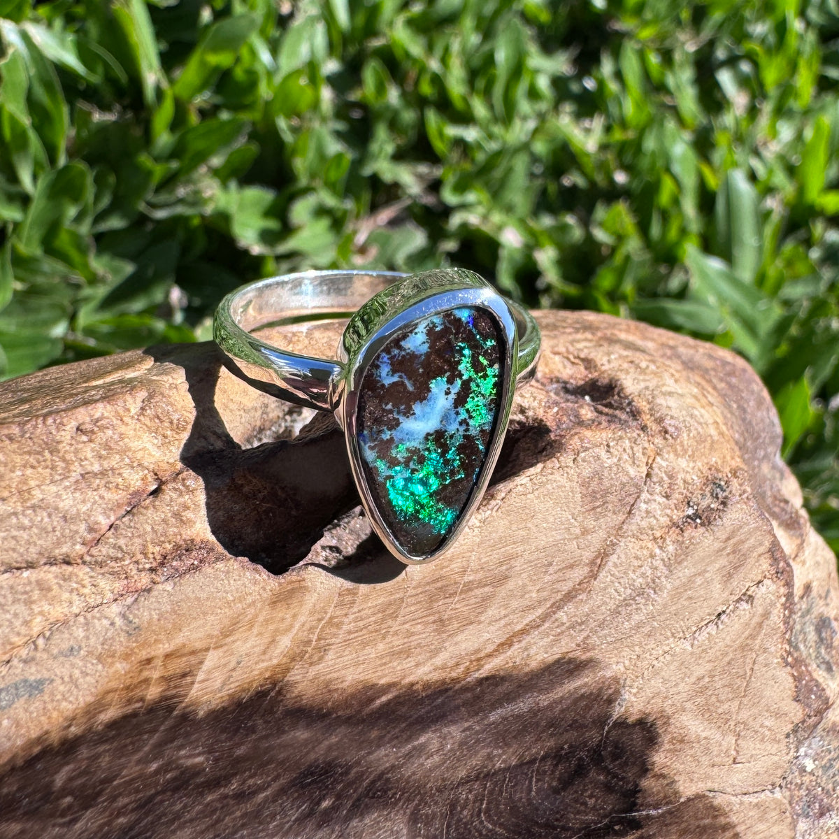 4.2ct Queensland Opal Ring ~ 'Lord Howe Greens' | 925 Sterling Silver | Solid Australian Opal