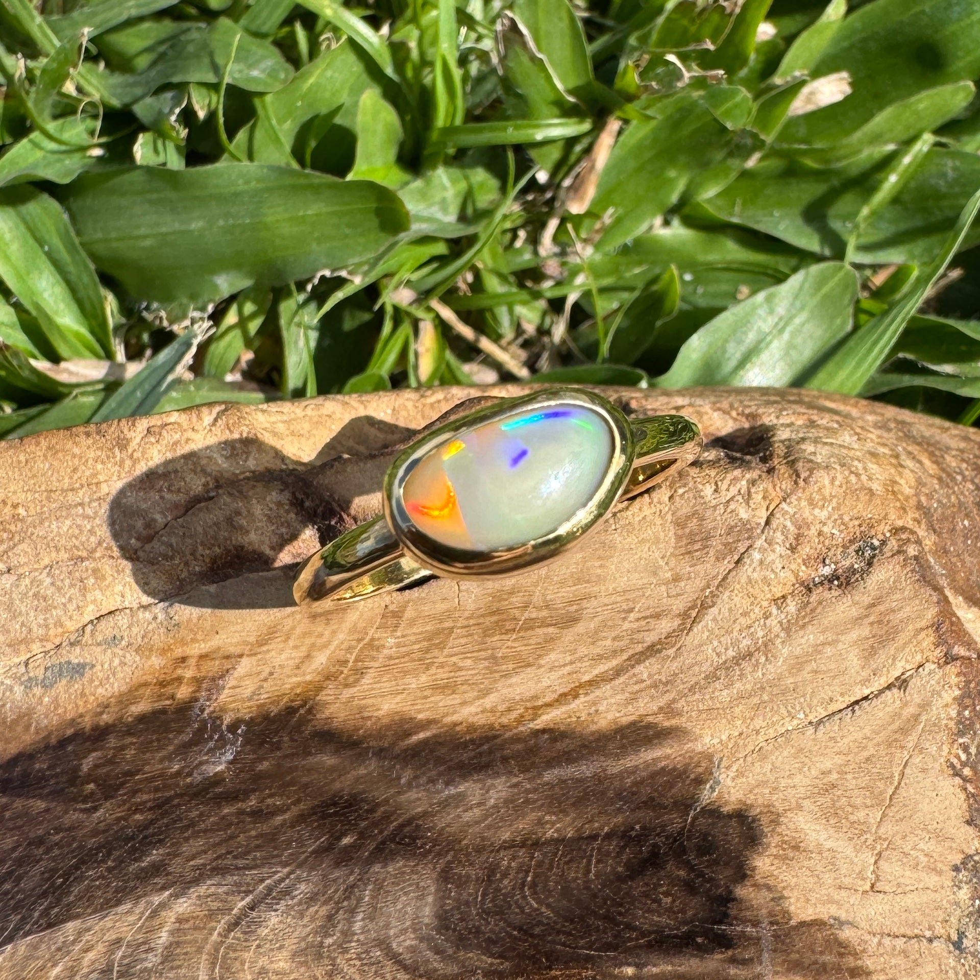 1ct Lightning Ridge Opal Ring ~ 'Kings Canyon Blaze' | 9ct Yellow Gold | Solid Australian Opal
