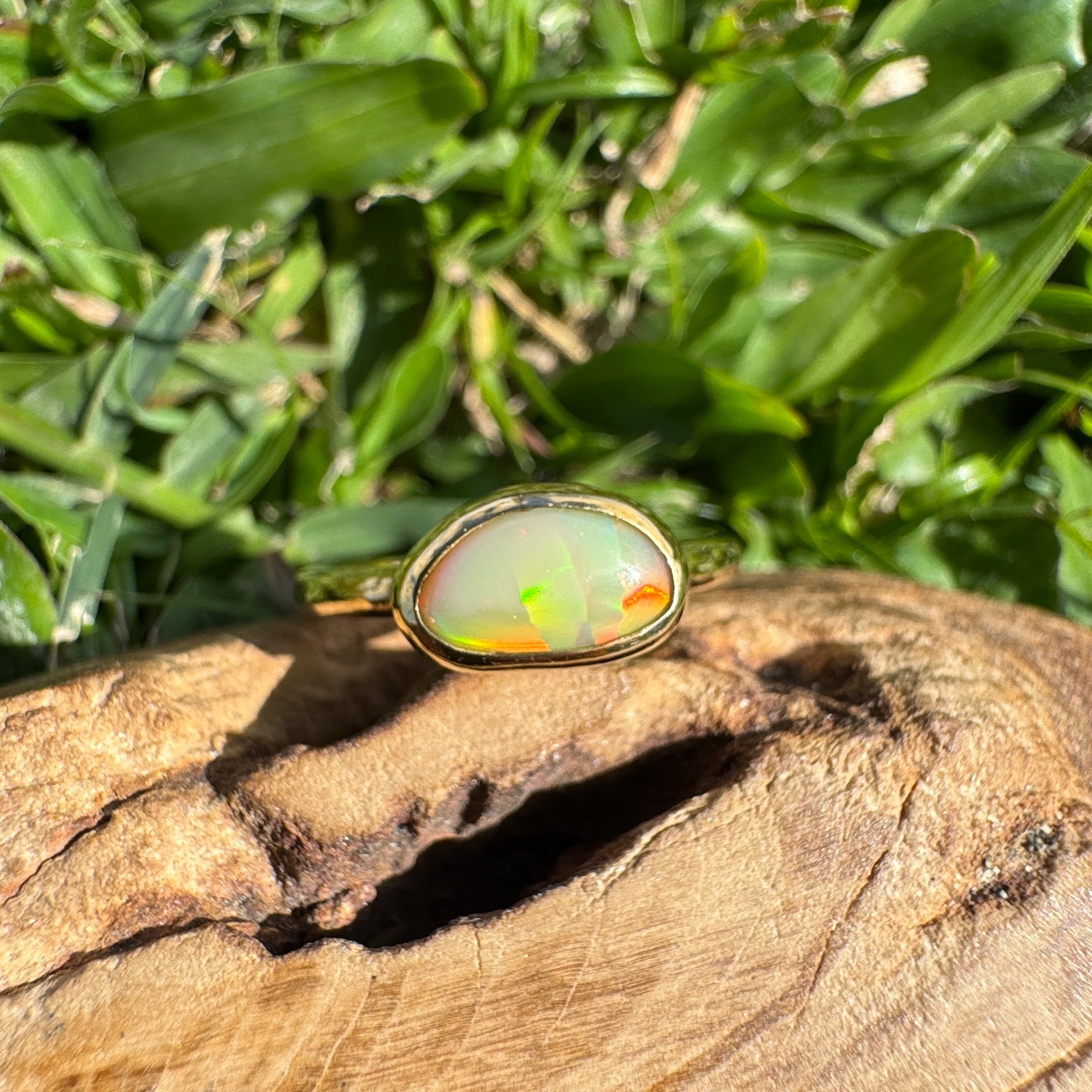 1ct Lightning Ridge Opal Ring ~ 'Kings Canyon Blaze' | 9ct Yellow Gold | Solid Australian Opal