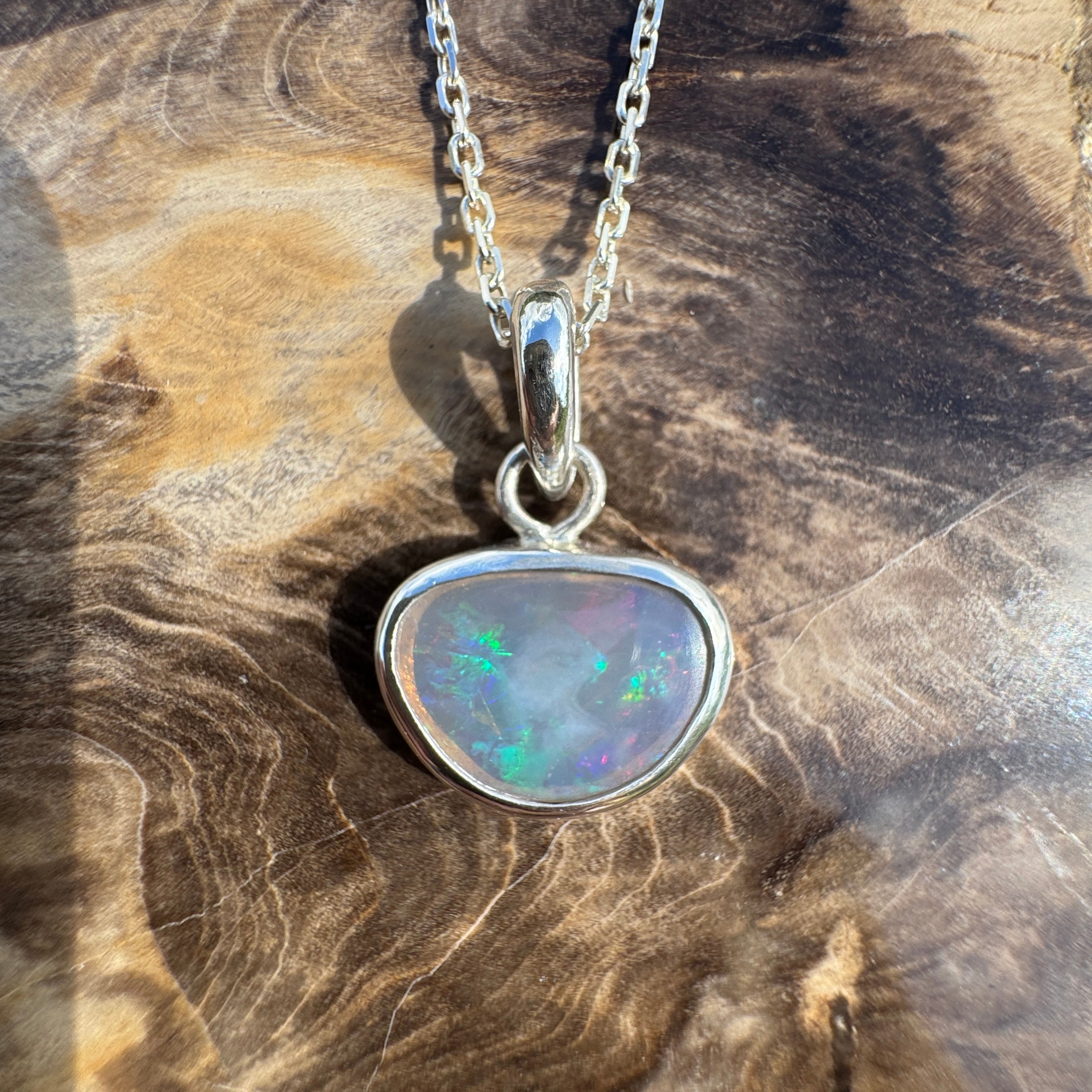 1.1ct Lightning Ridge Opal Pendant Necklace ~ 'Bungle Firelight' | 925 Sterling Silver | Solid Australian Opal
