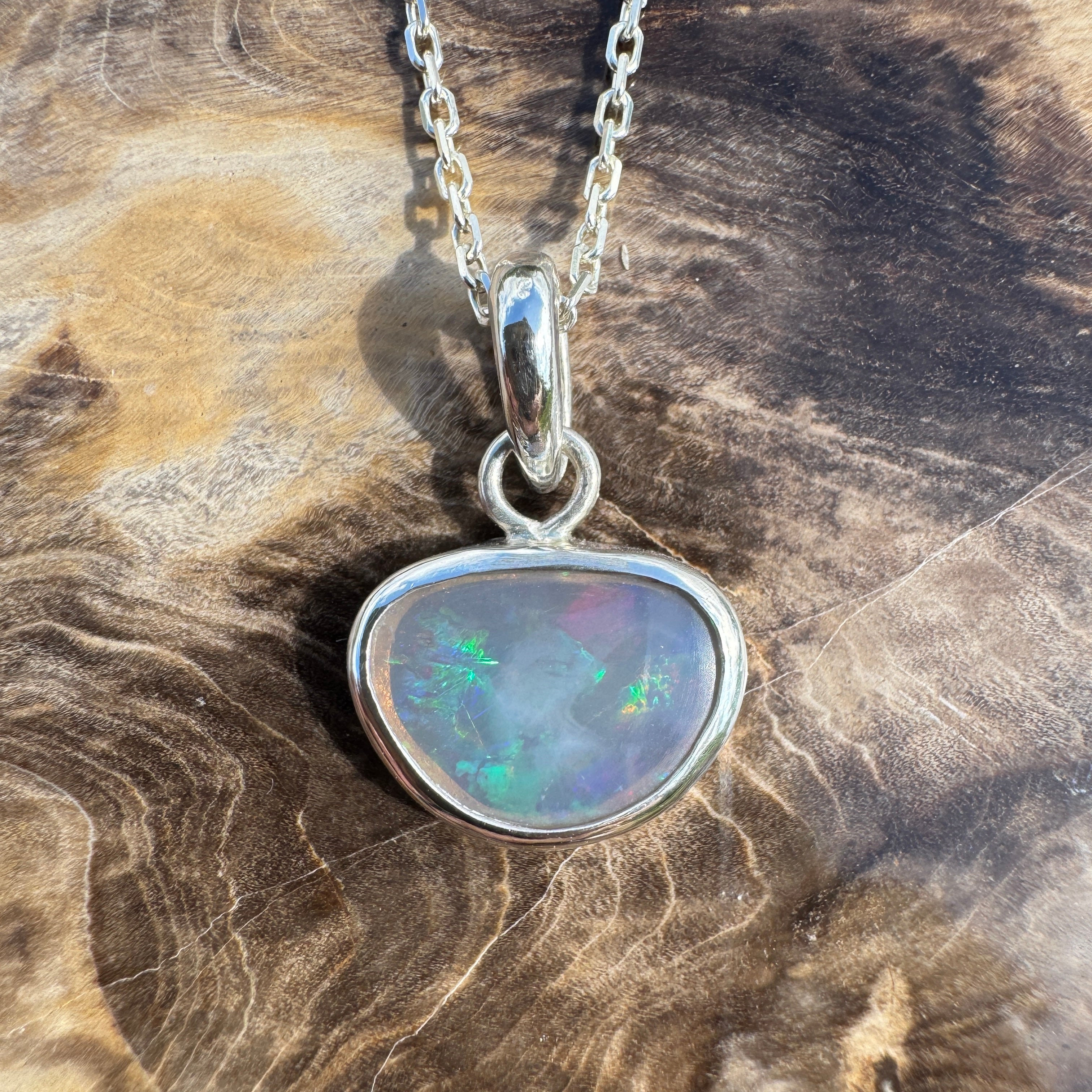 1.1ct Lightning Ridge Opal Pendant Necklace ~ 'Bungle Firelight' | 925 Sterling Silver | Solid Australian Opal