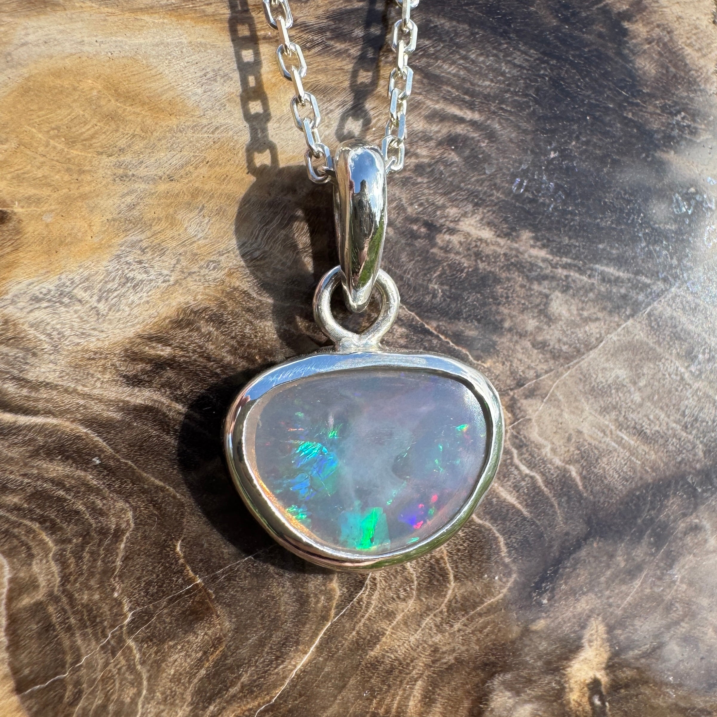 1.1ct Lightning Ridge Opal Pendant Necklace ~ 'Bungle Firelight' | 925 Sterling Silver | Solid Australian Opal
