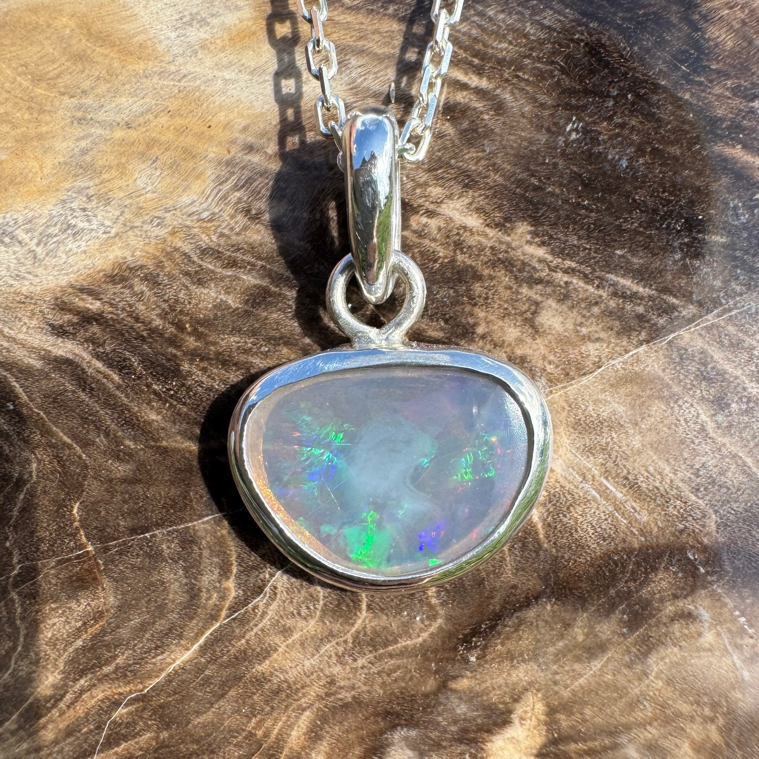 1.1ct Lightning Ridge Opal Pendant Necklace ~ 'Bungle Firelight' | 925 Sterling Silver | Solid Australian Opal