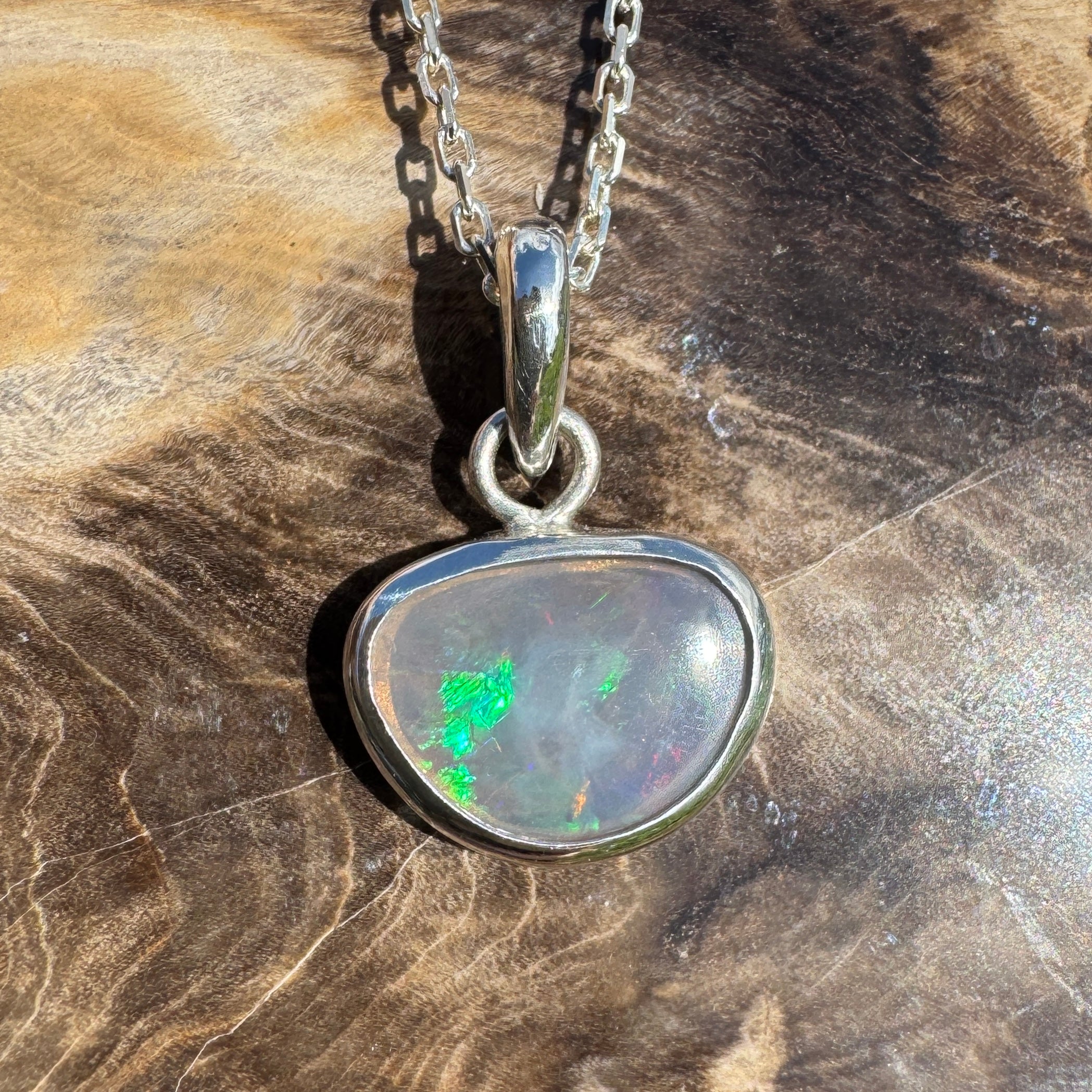 1.1ct Lightning Ridge Opal Pendant Necklace ~ 'Bungle Firelight' | 925 Sterling Silver | Solid Australian Opal
