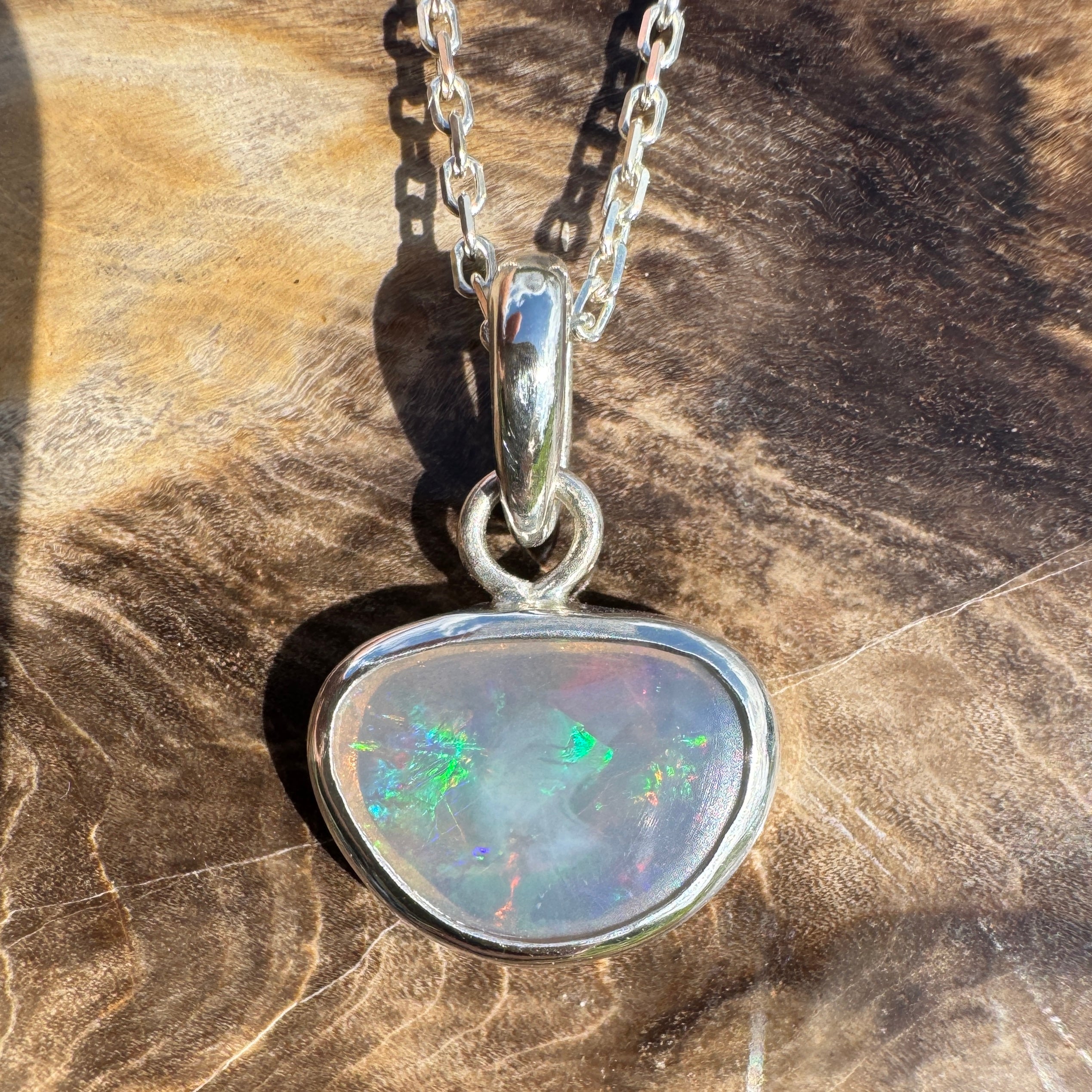 1.1ct Lightning Ridge Opal Pendant Necklace ~ 'Bungle Firelight' | 925 Sterling Silver | Solid Australian Opal