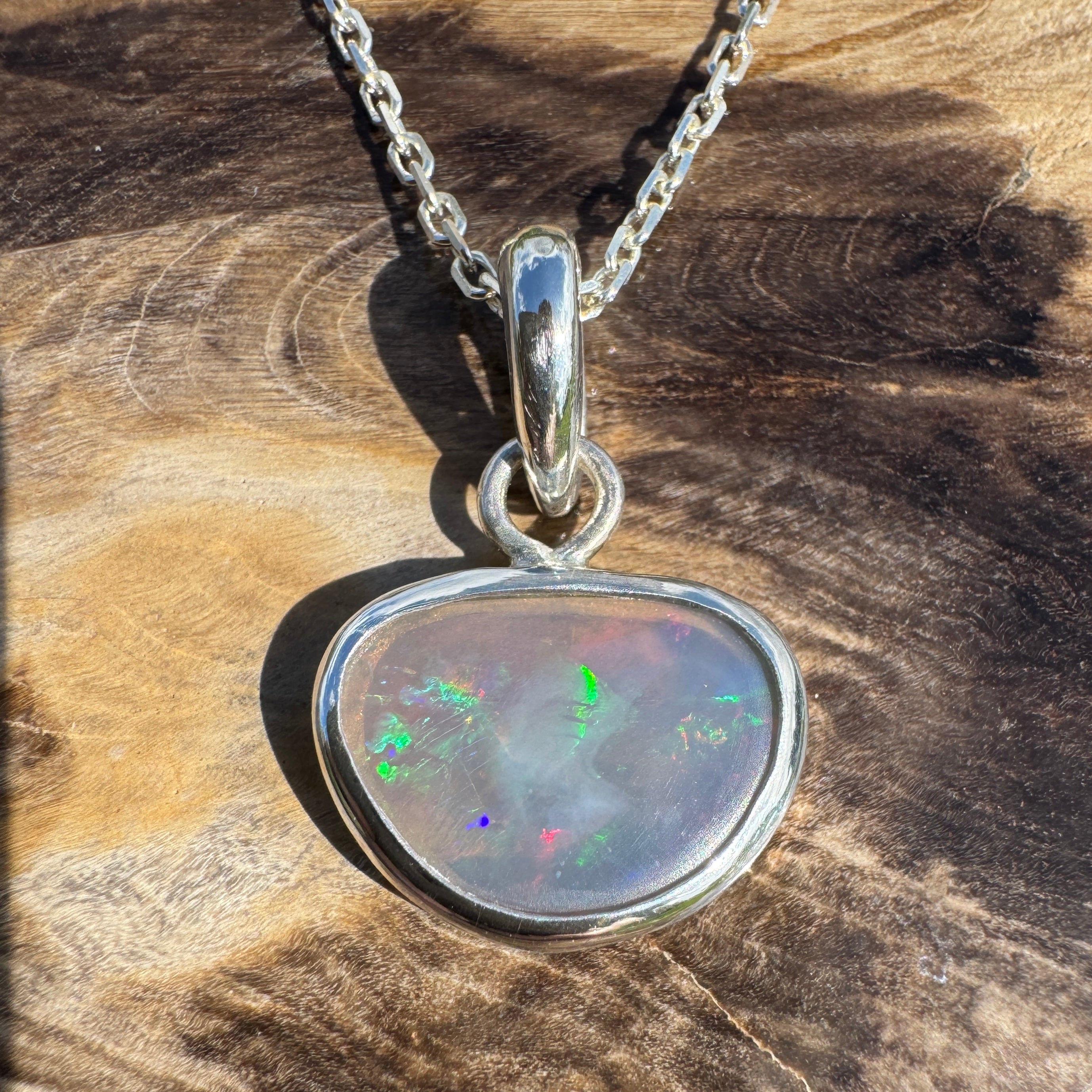1.1ct Lightning Ridge Opal Pendant Necklace ~ 'Bungle Firelight' | 925 Sterling Silver | Solid Australian Opal