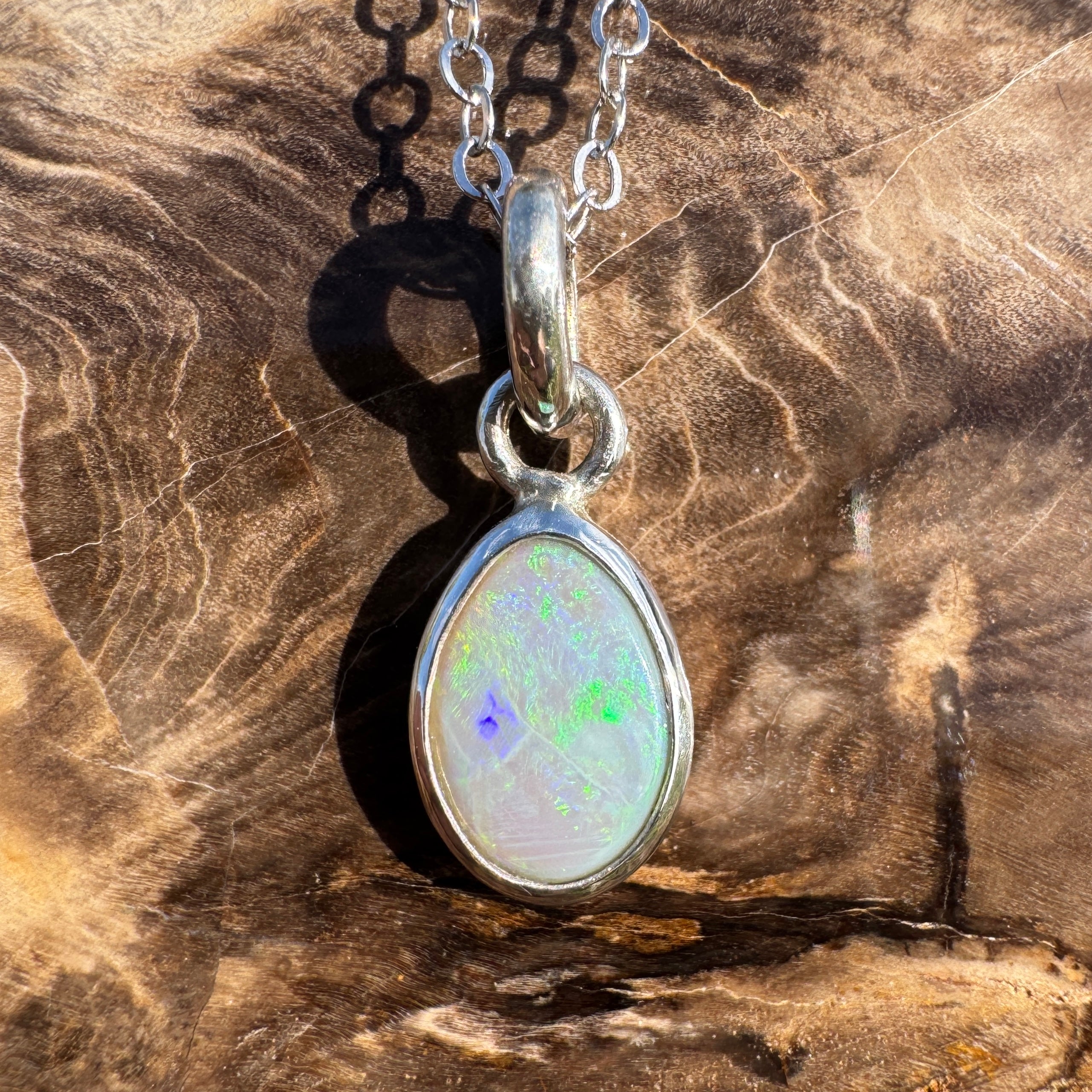 1.4ct Coober Pedy Opal Pendant Necklace ~ 'Katherine Deepwater' | 925 Sterling Silver | Solid Australian Opal