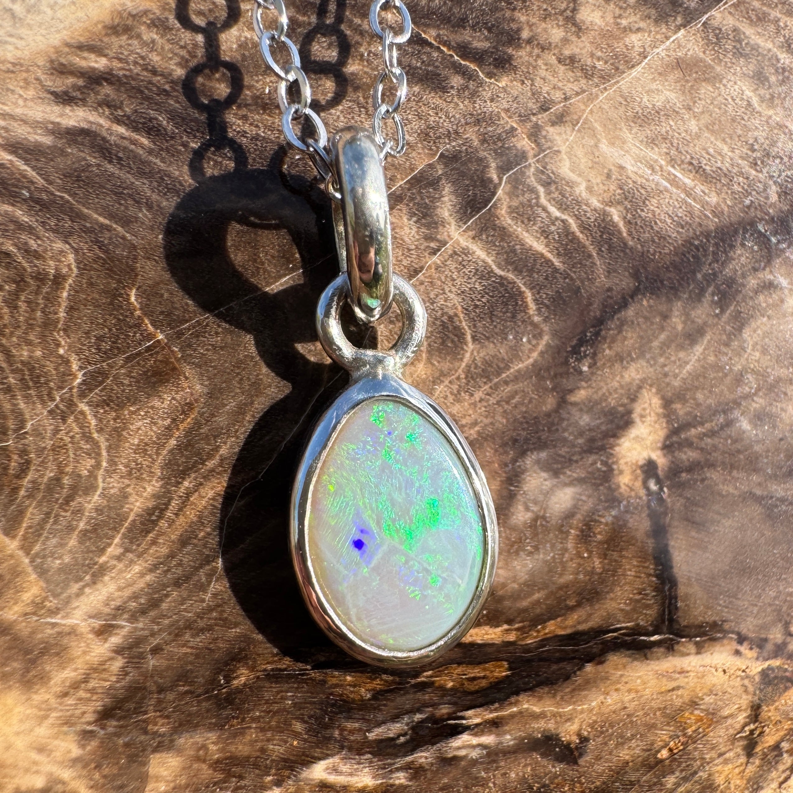 1.4ct Coober Pedy Opal Pendant Necklace ~ 'Katherine Deepwater' | 925 Sterling Silver | Solid Australian Opal