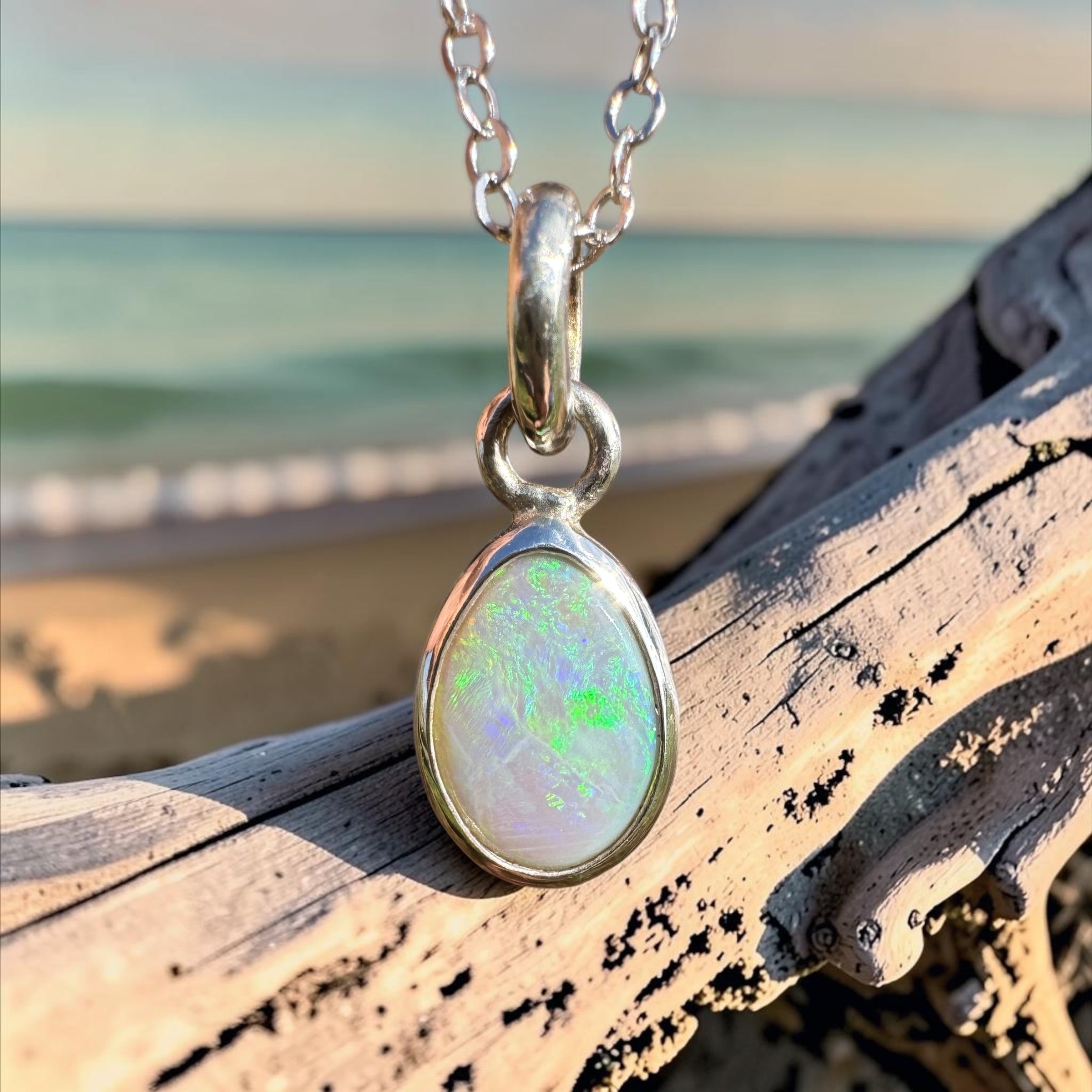 1.4ct Coober Pedy Opal Pendant Necklace ~ 'Katherine Deepwater' | 925 Sterling Silver | Solid Australian Opal