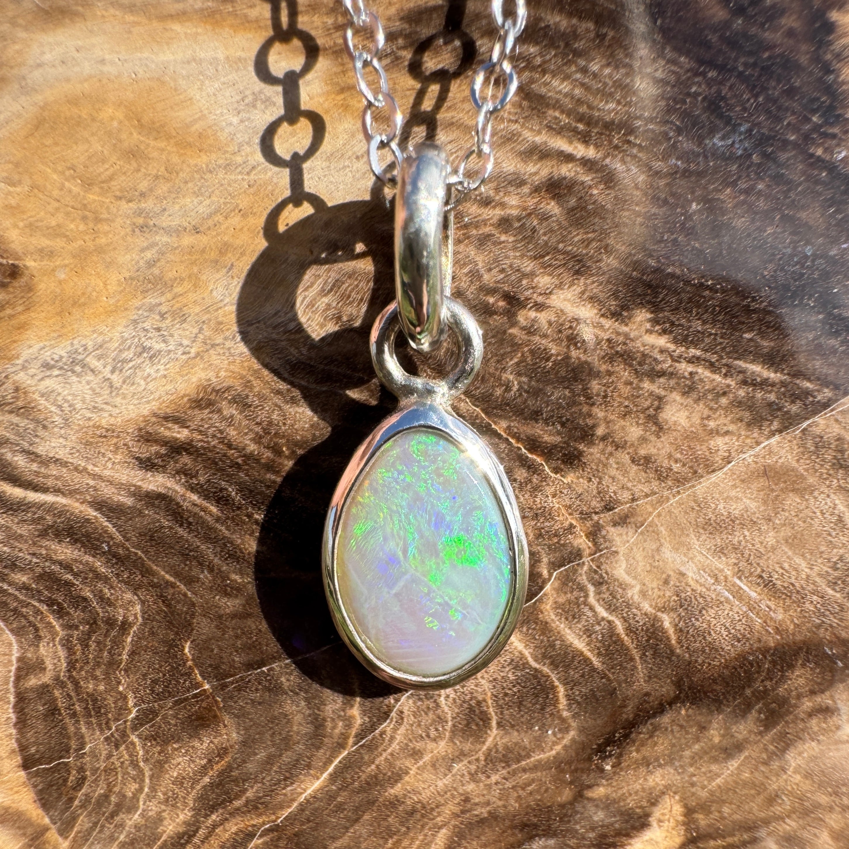 1.4ct Coober Pedy Opal Pendant Necklace ~ 'Katherine Deepwater' | 925 Sterling Silver | Solid Australian Opal