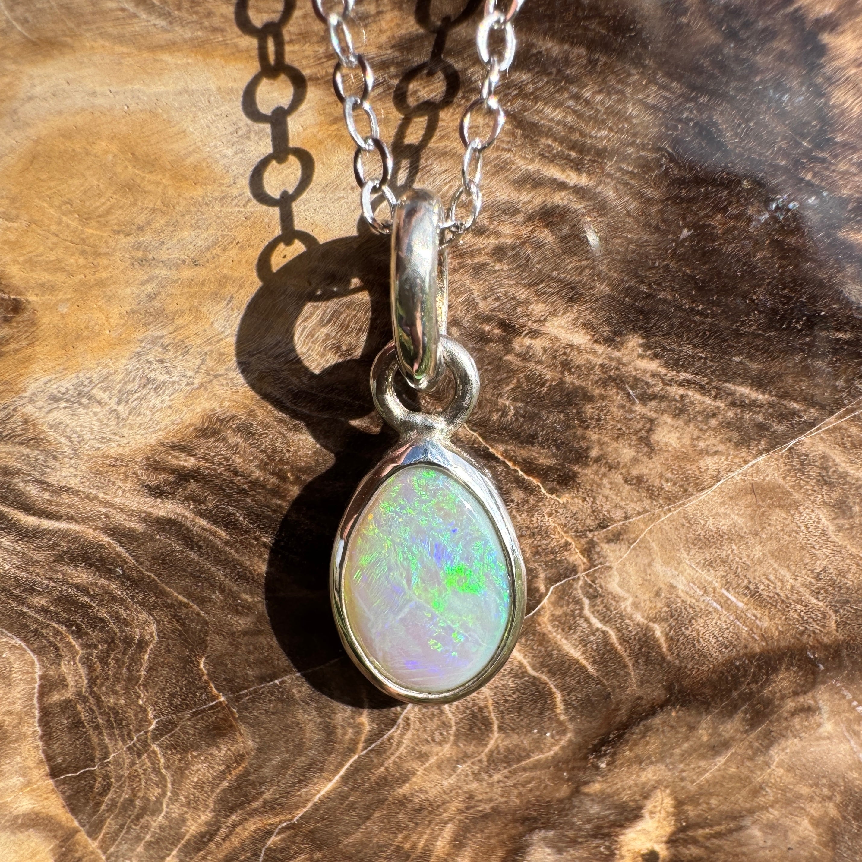 1.4ct Coober Pedy Opal Pendant Necklace ~ 'Katherine Deepwater' | 925 Sterling Silver | Solid Australian Opal