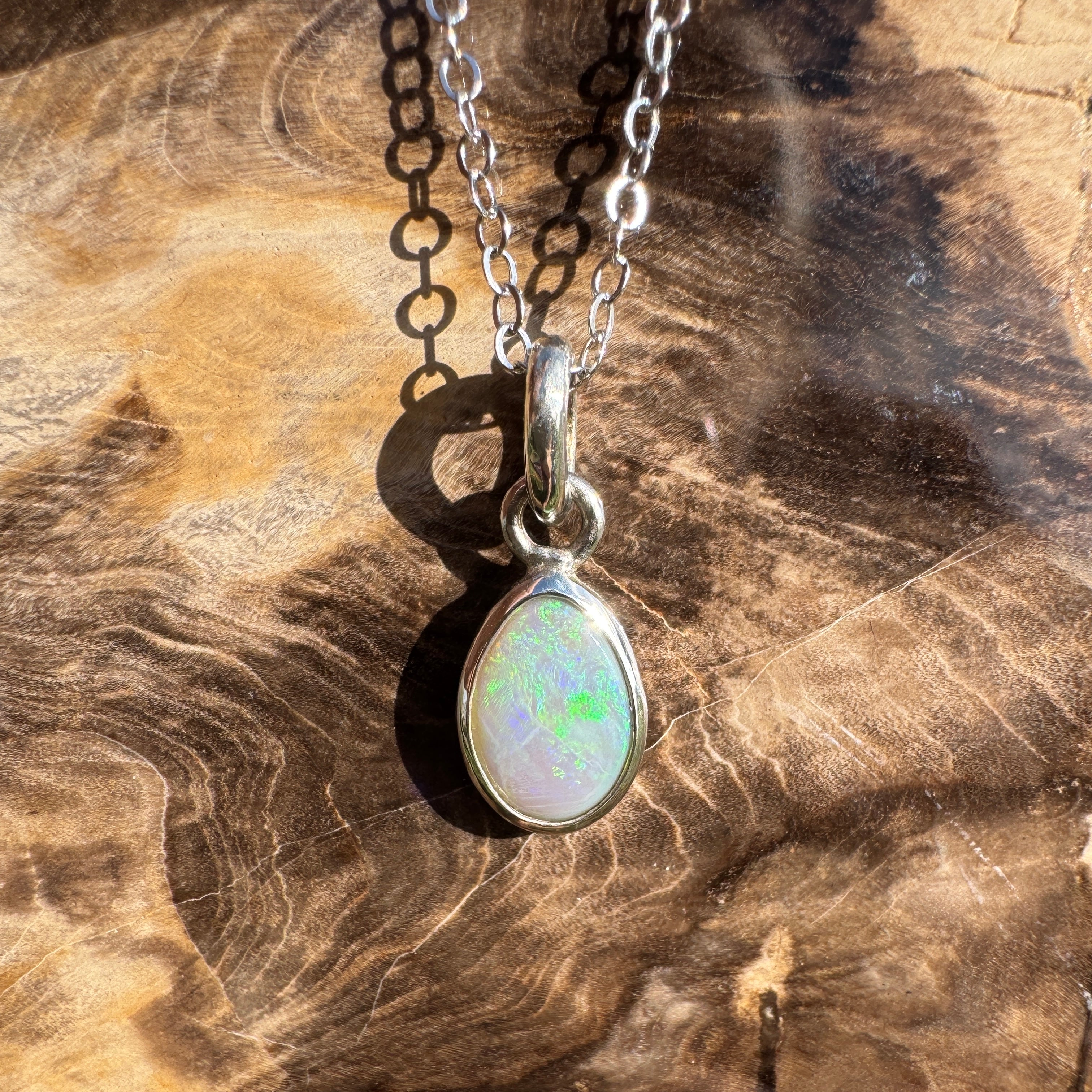 1.4ct Coober Pedy Opal Pendant Necklace ~ 'Katherine Deepwater' | 925 Sterling Silver | Solid Australian Opal