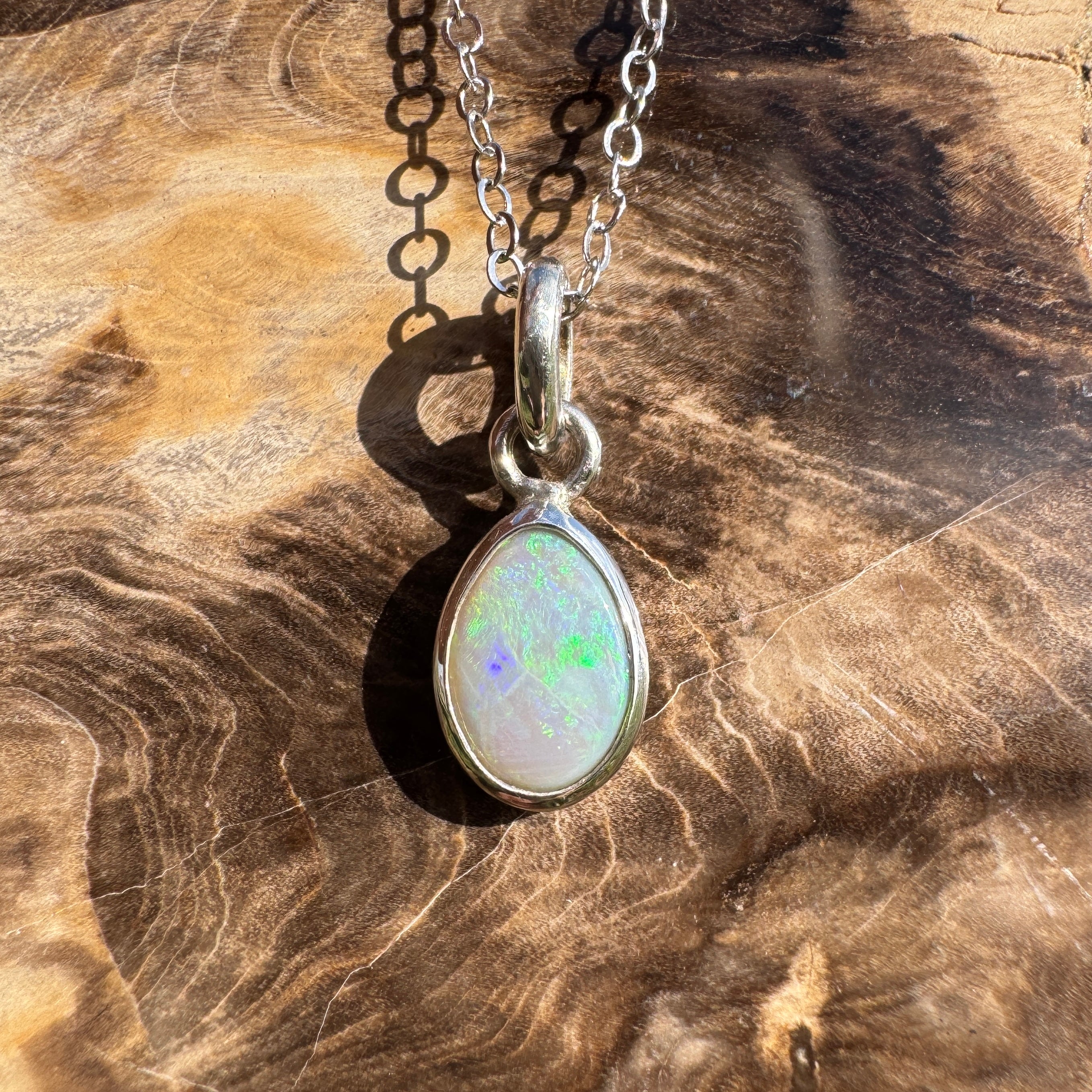 1.4ct Coober Pedy Opal Pendant Necklace ~ 'Katherine Deepwater' | 925 Sterling Silver | Solid Australian Opal