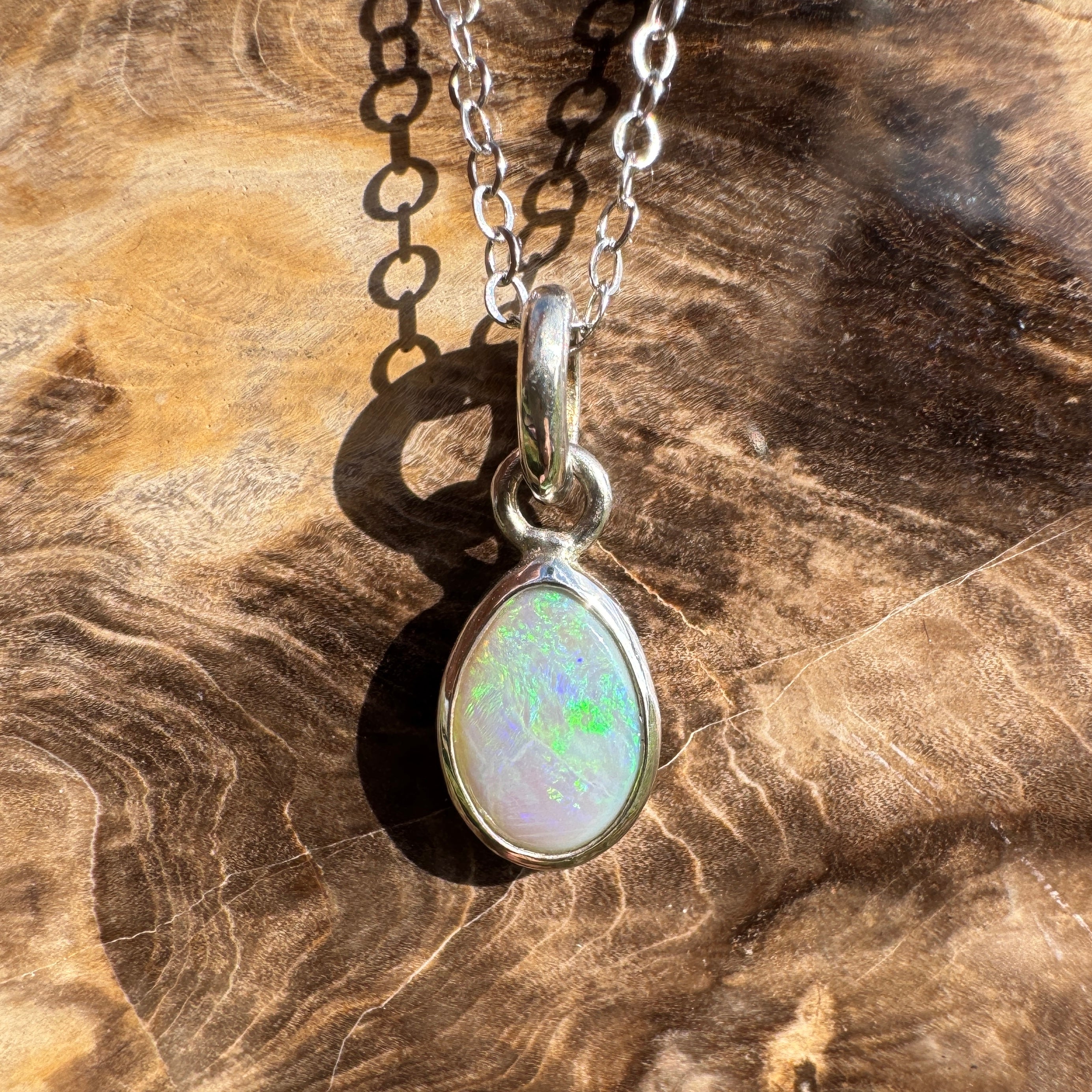 1.4ct Coober Pedy Opal Pendant Necklace ~ 'Katherine Deepwater' | 925 Sterling Silver | Solid Australian Opal