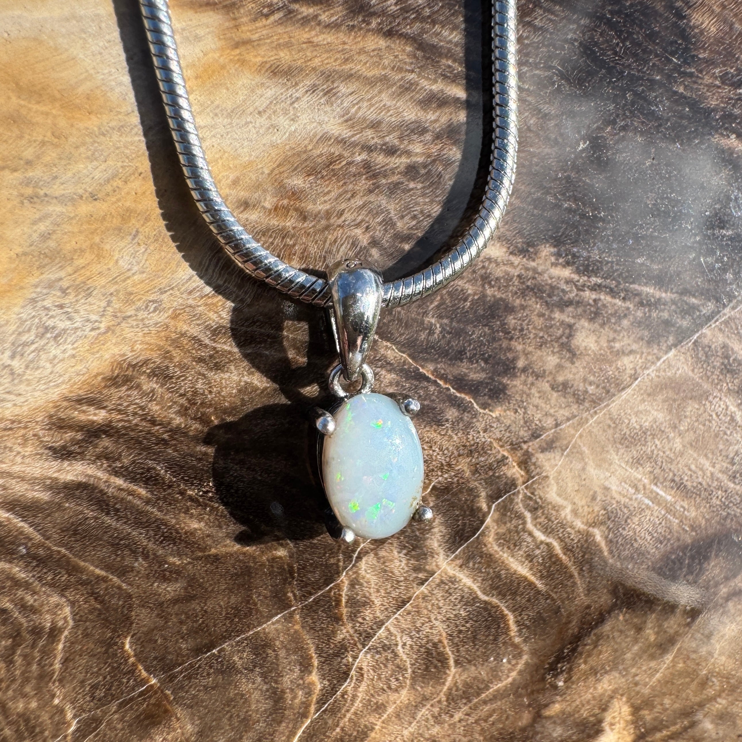 0.4ct Coober Pedy Opal Pendant Necklace ~ 'Karlu Karlu Night' | 925 Sterling Silver | Solid Australian Opal