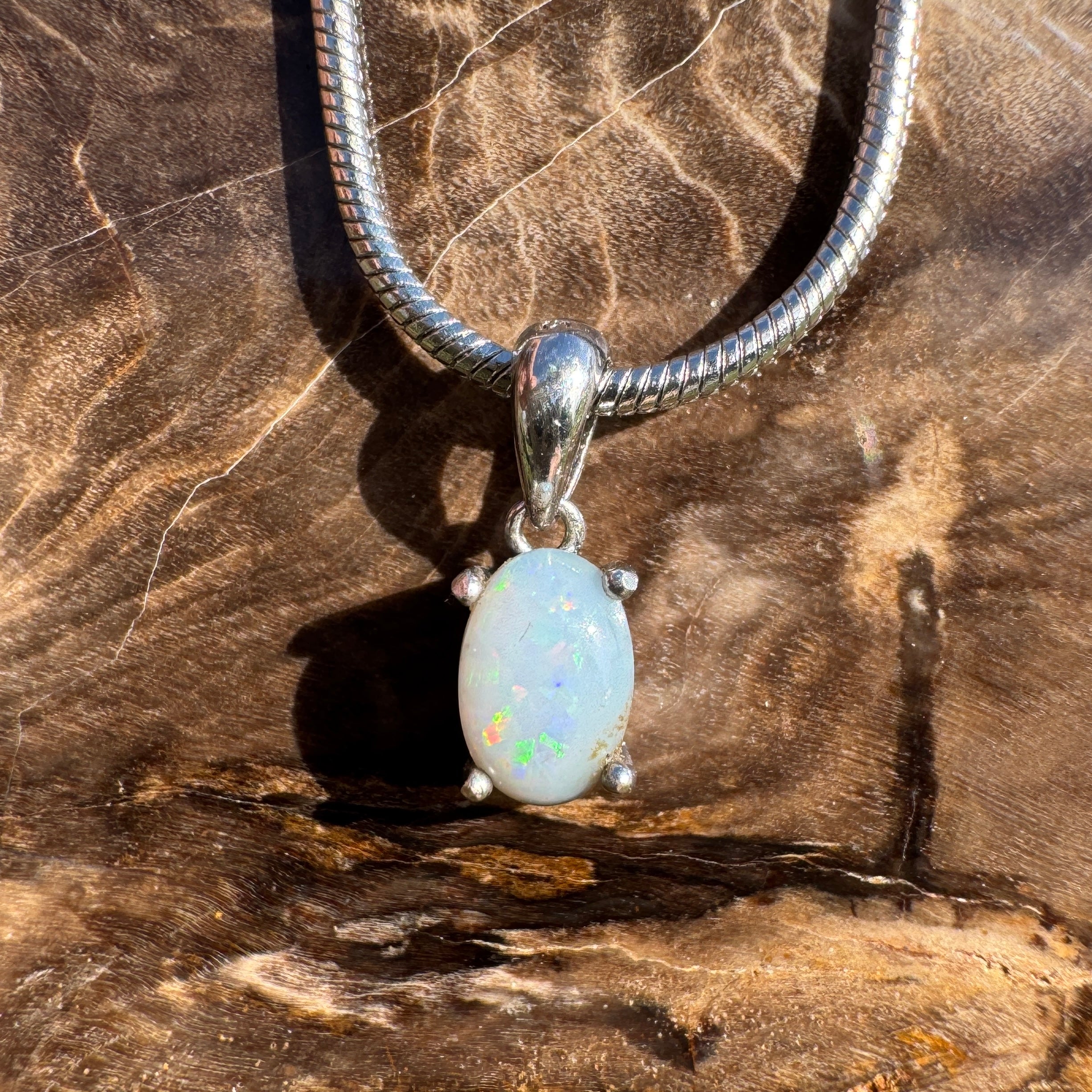 0.4ct Coober Pedy Opal Pendant Necklace ~ 'Karlu Karlu Night' | 925 Sterling Silver | Solid Australian Opal