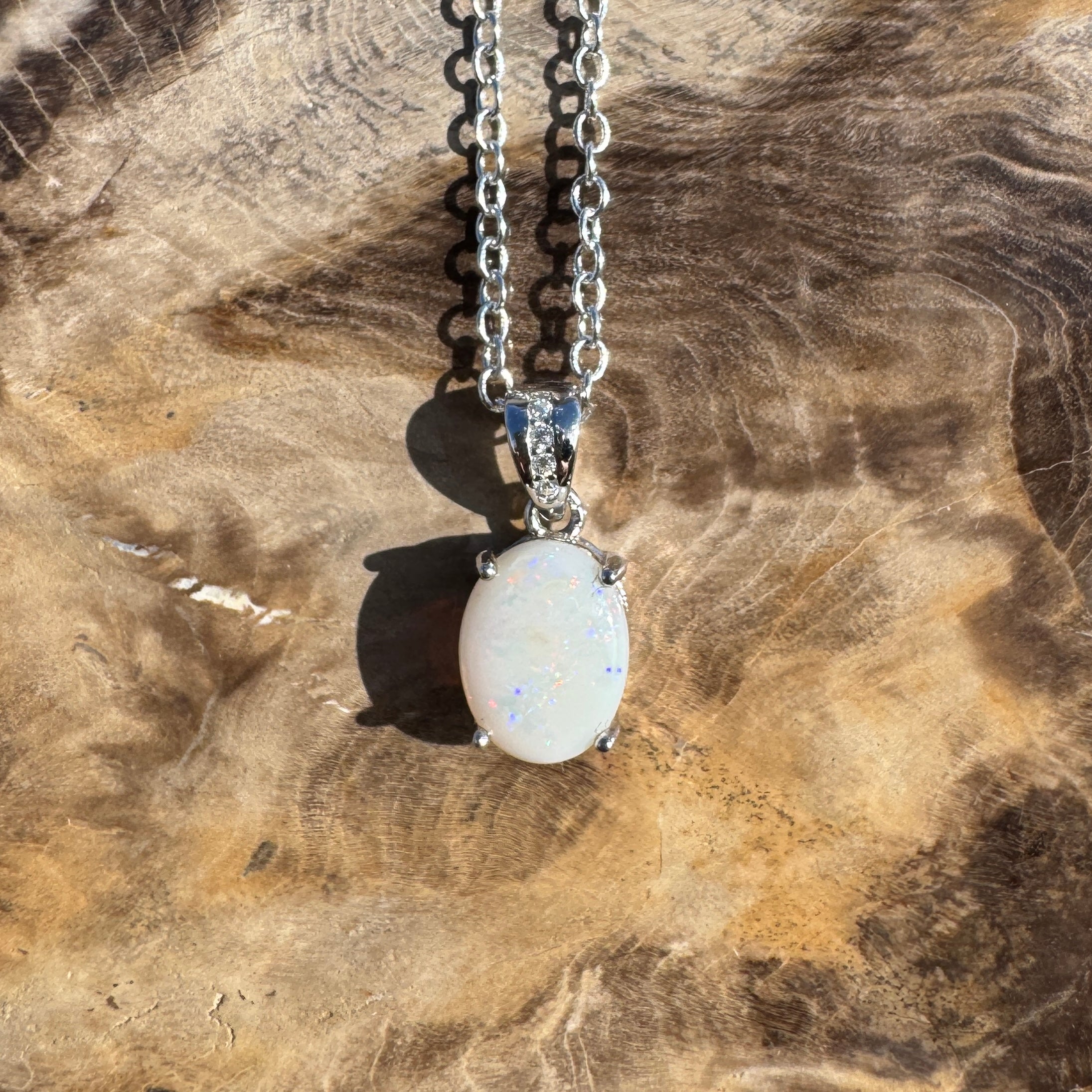 1.2ct Coober Pedy Opal Pendant Necklace ~ 'Jenolan Echo' | 925 Sterling Silver | Solid Australian Opal
