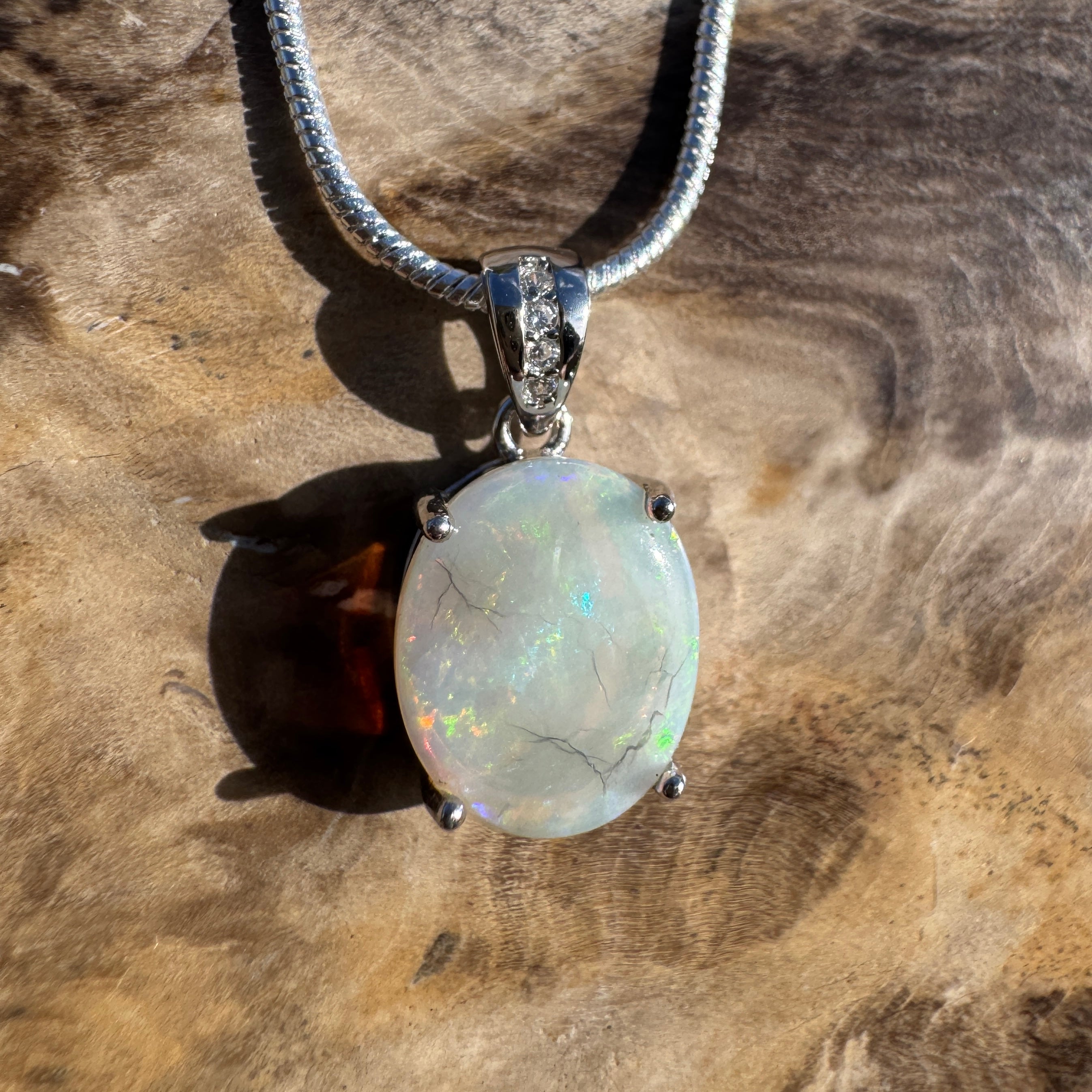 1.3ct Coober Pedy Opal Pendant Necklace ~ 'Noosa Nightfall' | 925 Sterling Silver | Solid Australian Opal