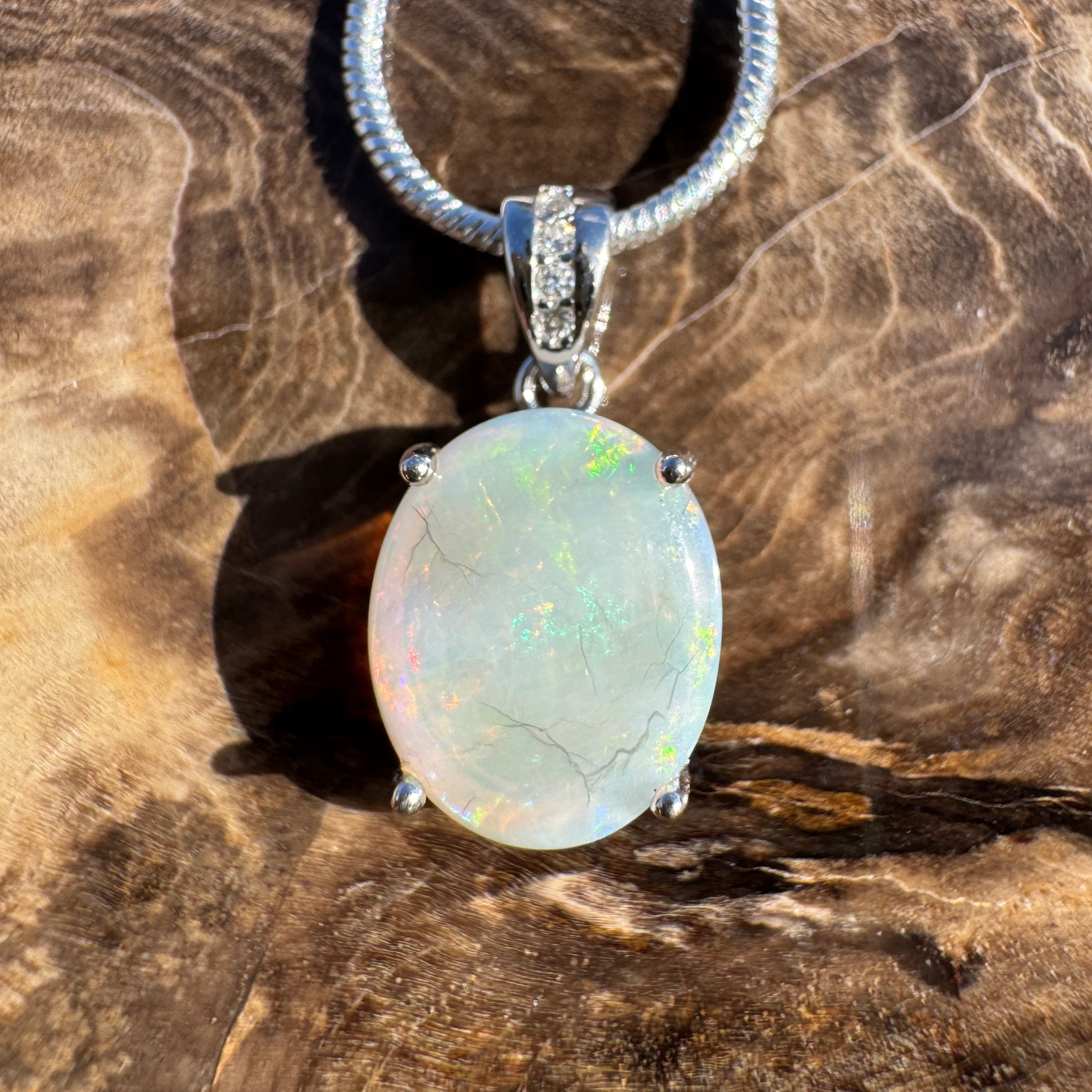 1.3ct Coober Pedy Opal Pendant Necklace ~ 'Noosa Nightfall' | 925 Sterling Silver | Solid Australian Opal