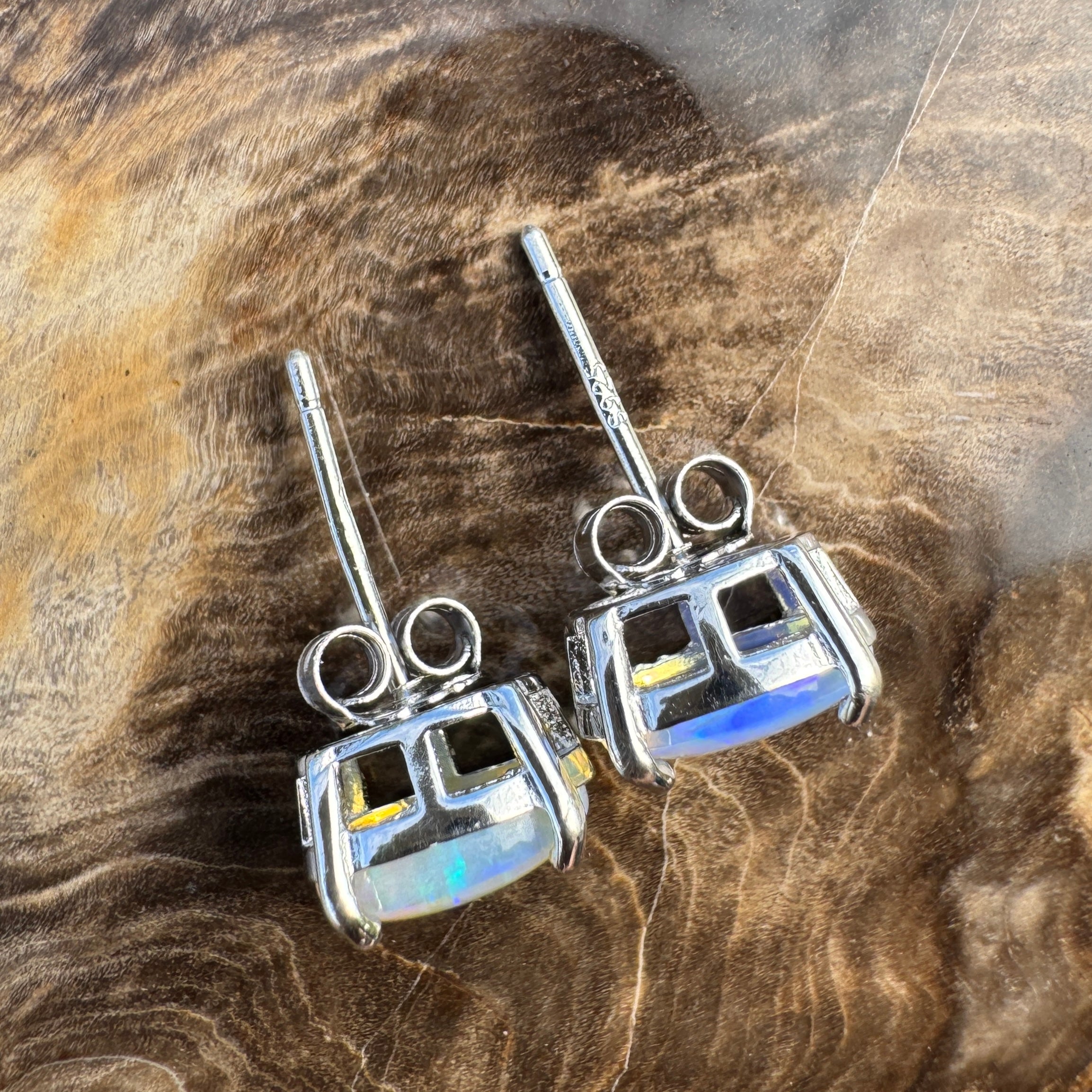 1.7ct Coober Pedy Opal Earrings ~ 'Murramarang Blue' | 925 Sterling Silver | Solid Australian Opal