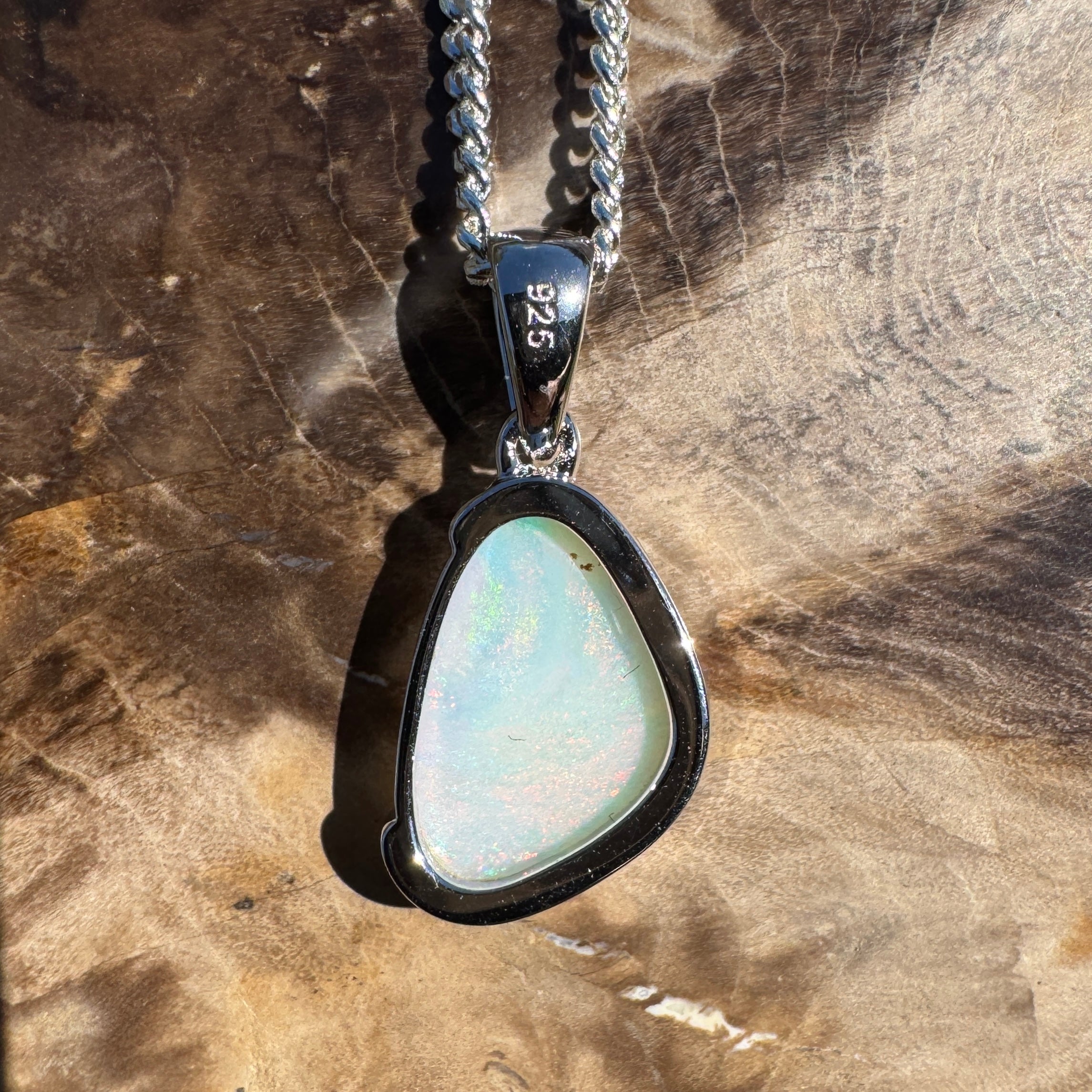 1.3ct Coober Pedy Opal Pendant Necklace ~ 'Fingal Head Flow' | 925 Sterling Silver | Solid Australian Opal