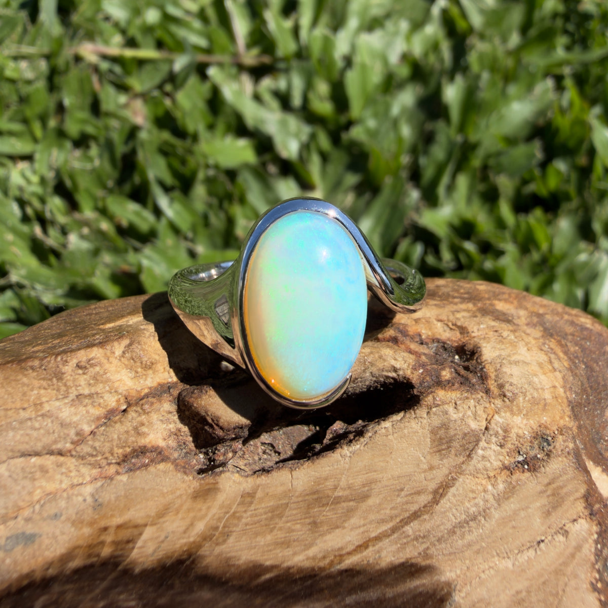 3.9ct Coober Pedy Opal Ring ~ 'Grampians Sky' | 925 Sterling Silver | Solid Australian Opal