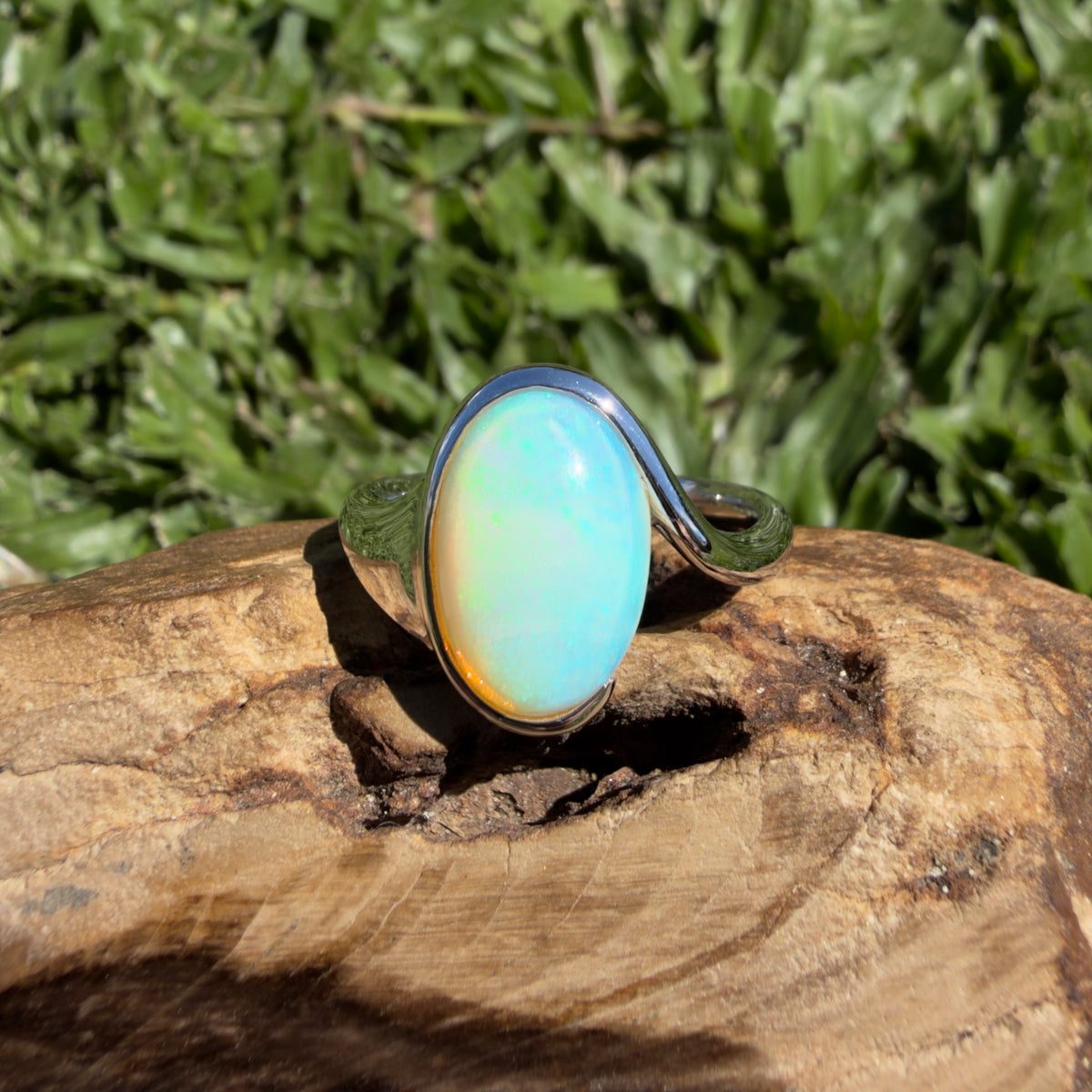 3.9ct Coober Pedy Opal Ring ~ 'Grampians Sky' | 925 Sterling Silver | Solid Australian Opal