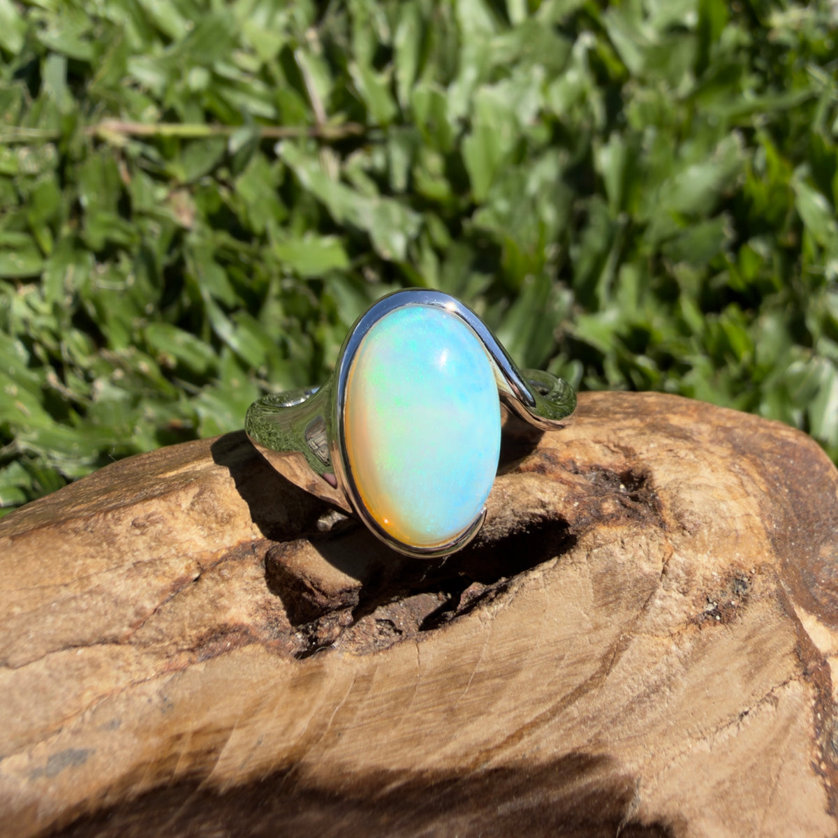 3.9ct Coober Pedy Opal Ring ~ 'Grampians Sky' | 925 Sterling Silver | Solid Australian Opal