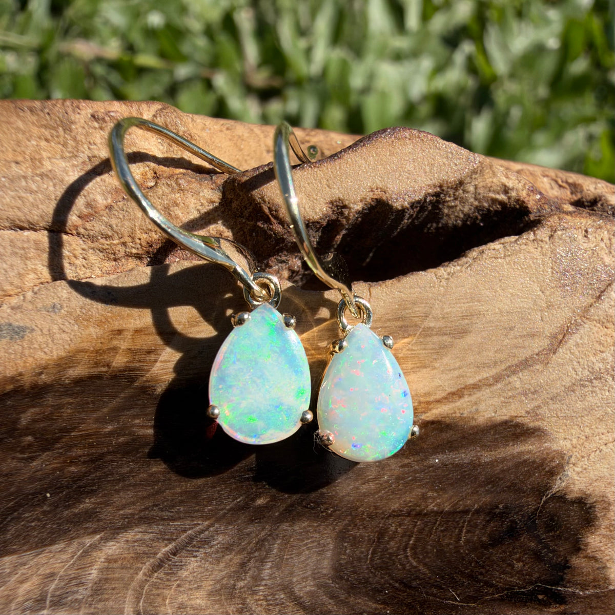 1.2ct Coober Pedy Opal Hook Earrings ~ 'Hill End Drops' | 9ct Yellow Gold | Solid Australian Opal